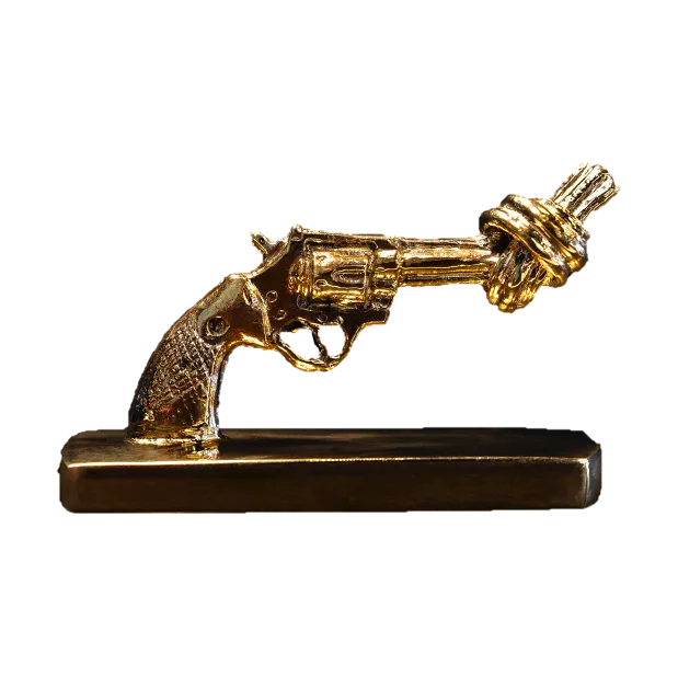 Pistola annodata mini 7 cm, Bronzo Non Violence