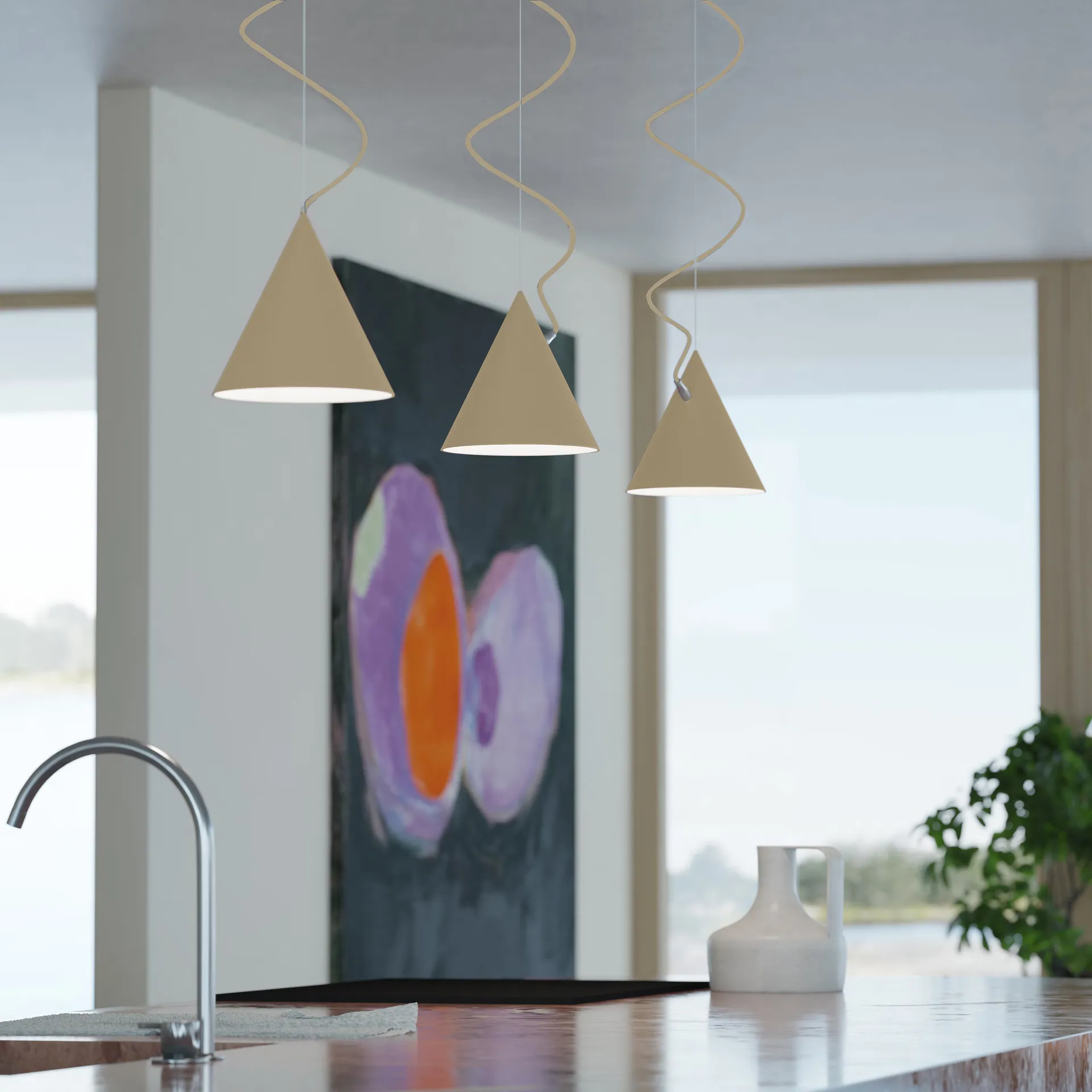 Lampada a sospensione Castor 20 cm, Beige-beige chiaro-argento Noon