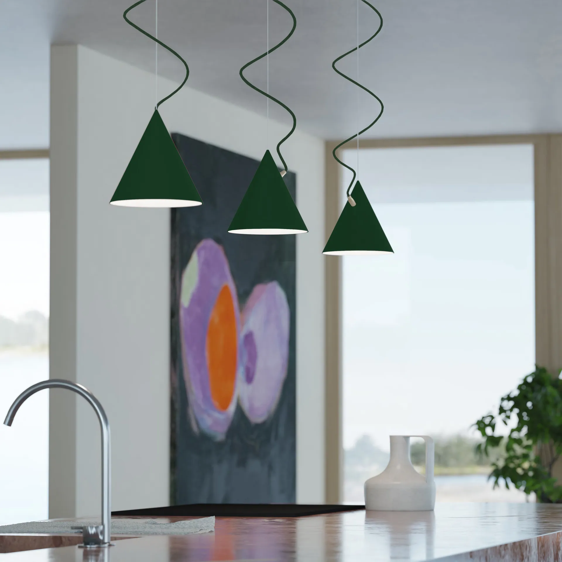 Lampada a sospensione Castor 20 cm, British racing green-verde scuro-ottone Noon