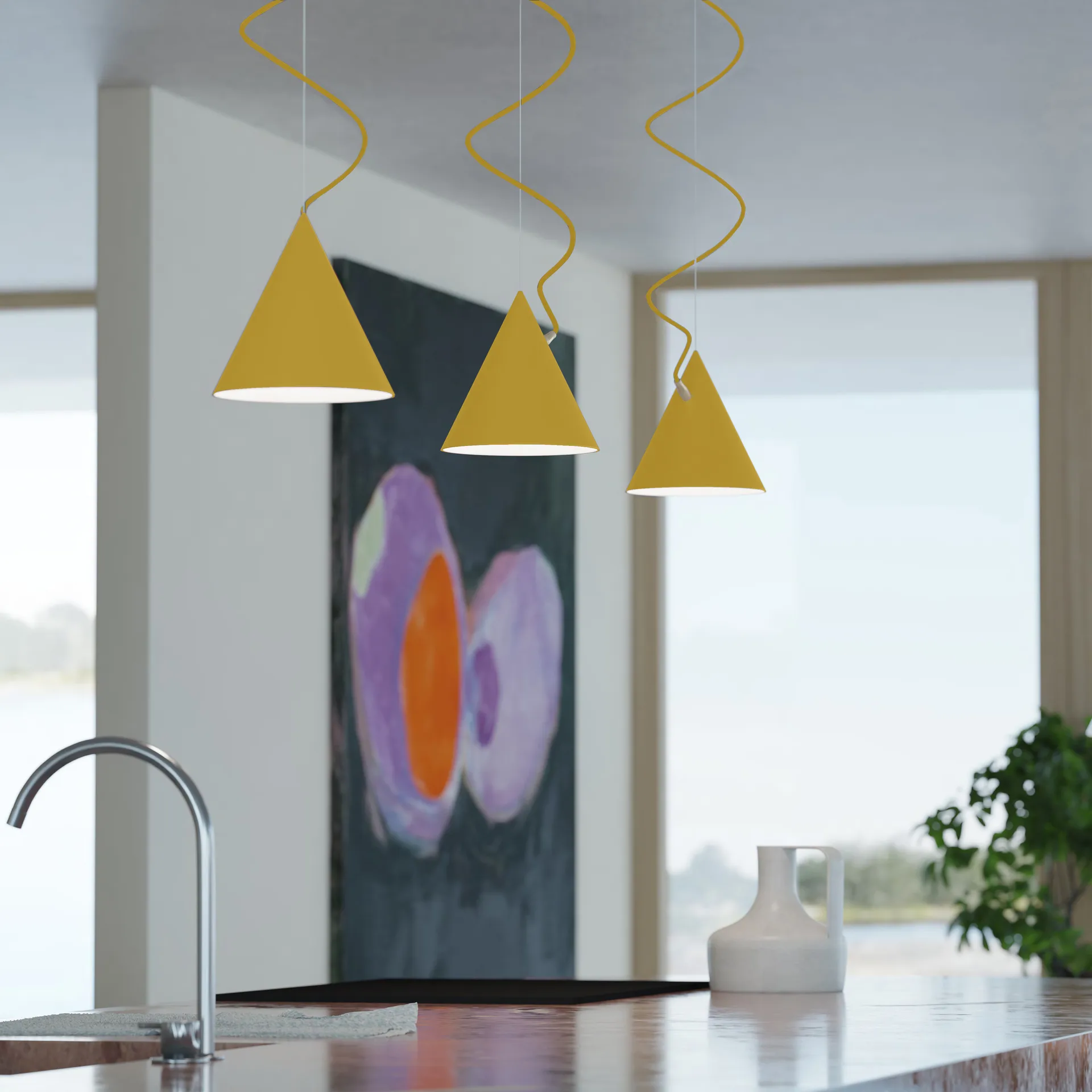 Lampada a sospensione Castor 20 cm, Giallo dorato-giallo zolfo-ottone Noon