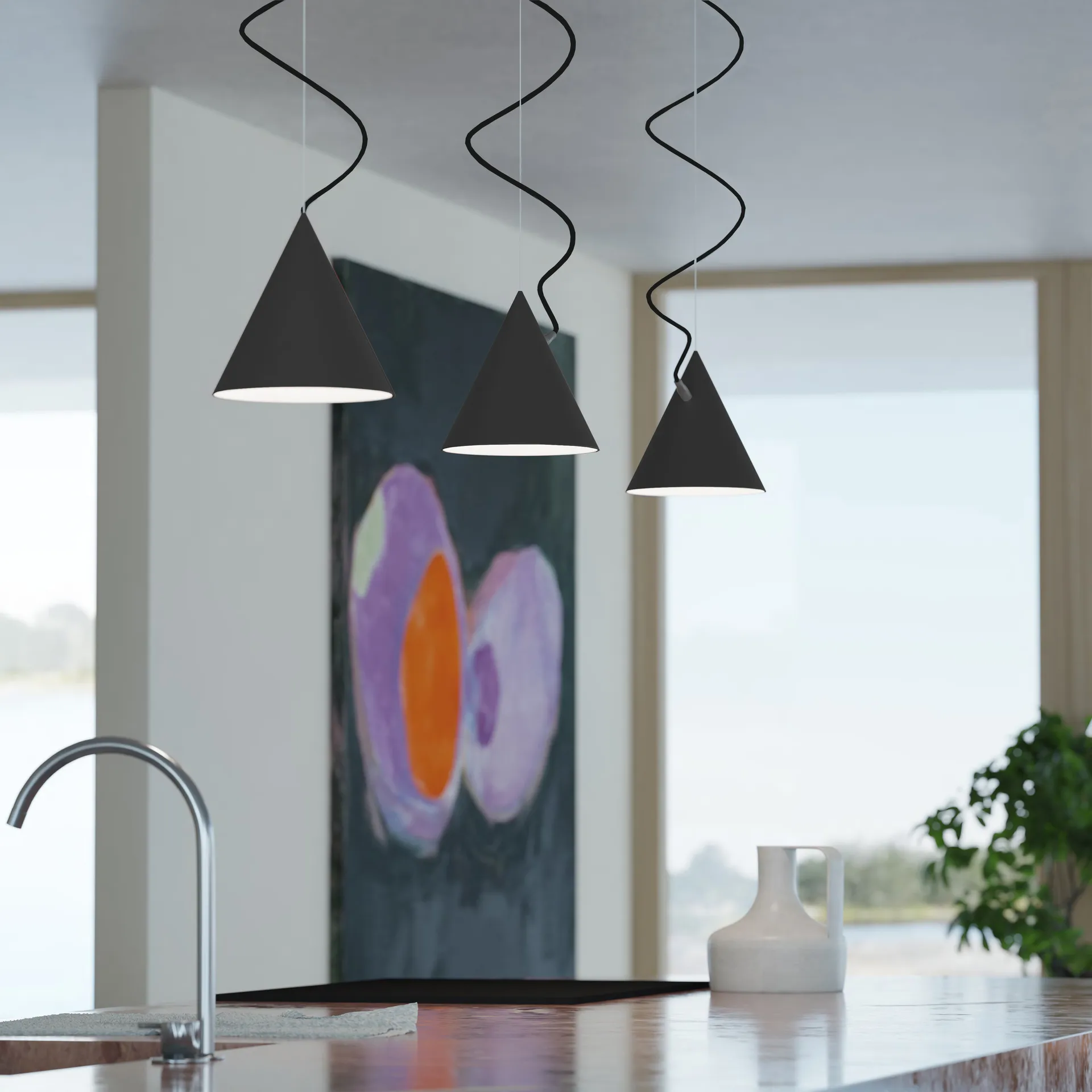 Lampada a sospensione Castor 20 cm, Nero-nero-nero Noon