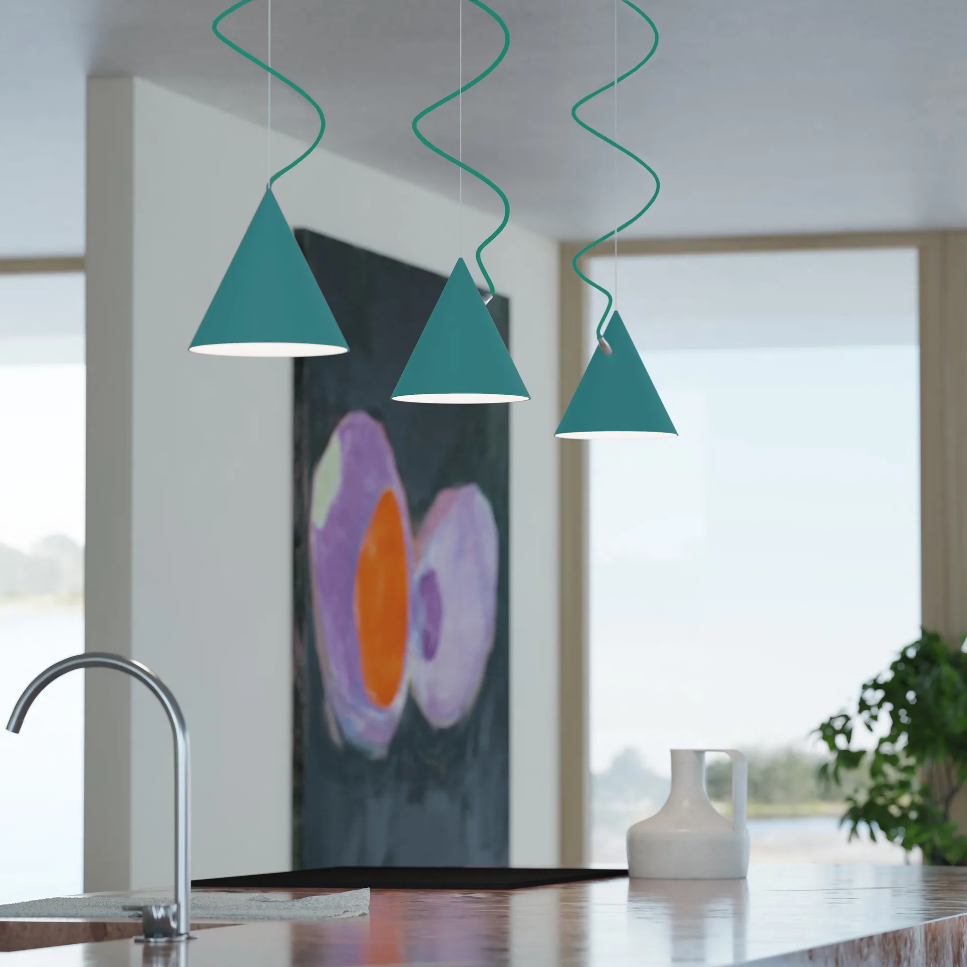 Lampada a sospensione Castor 20 cm, Turchese-turchese-argento Noon