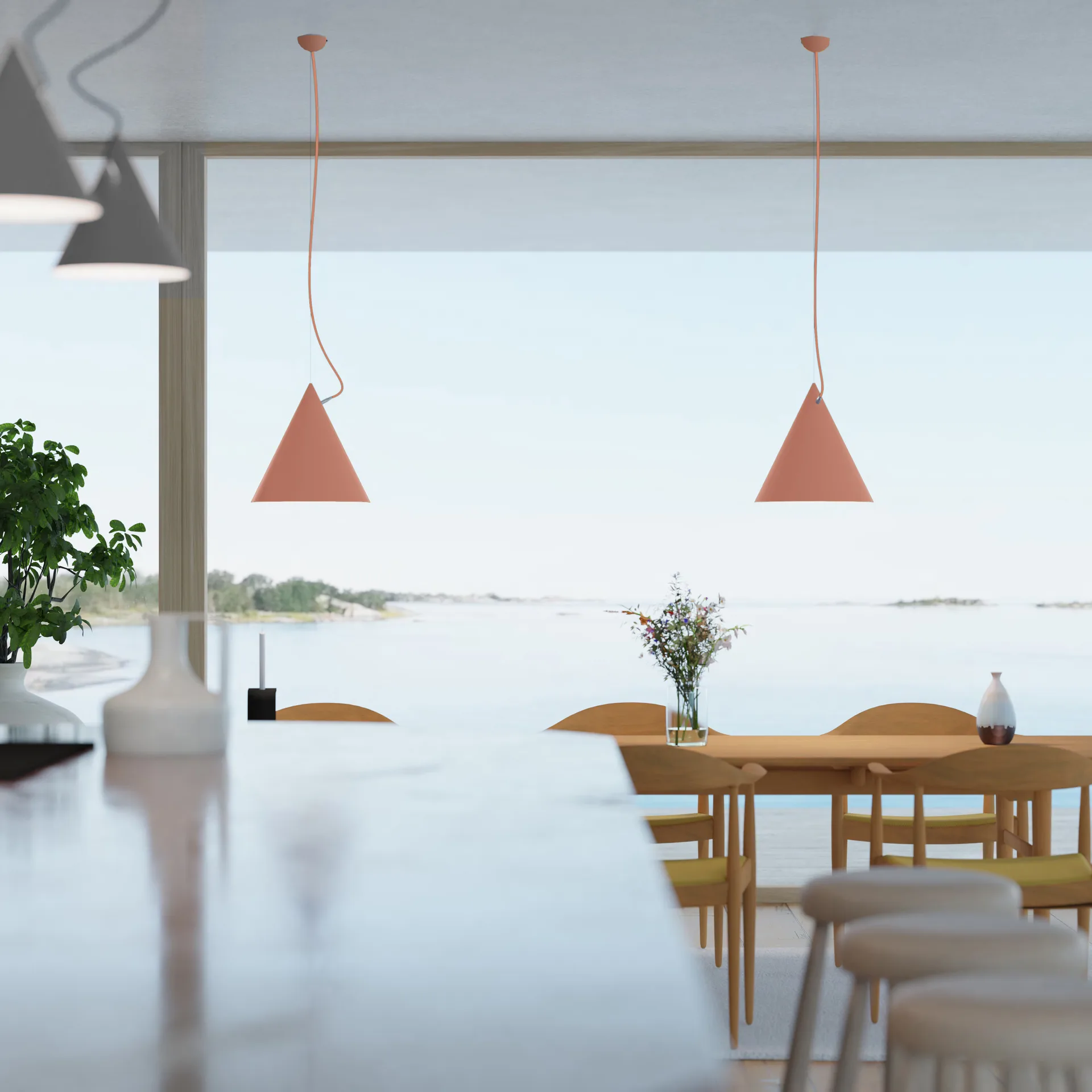 Lampada a sospensione Castor 40 cm, Albicocca-albicocca-argento Noon