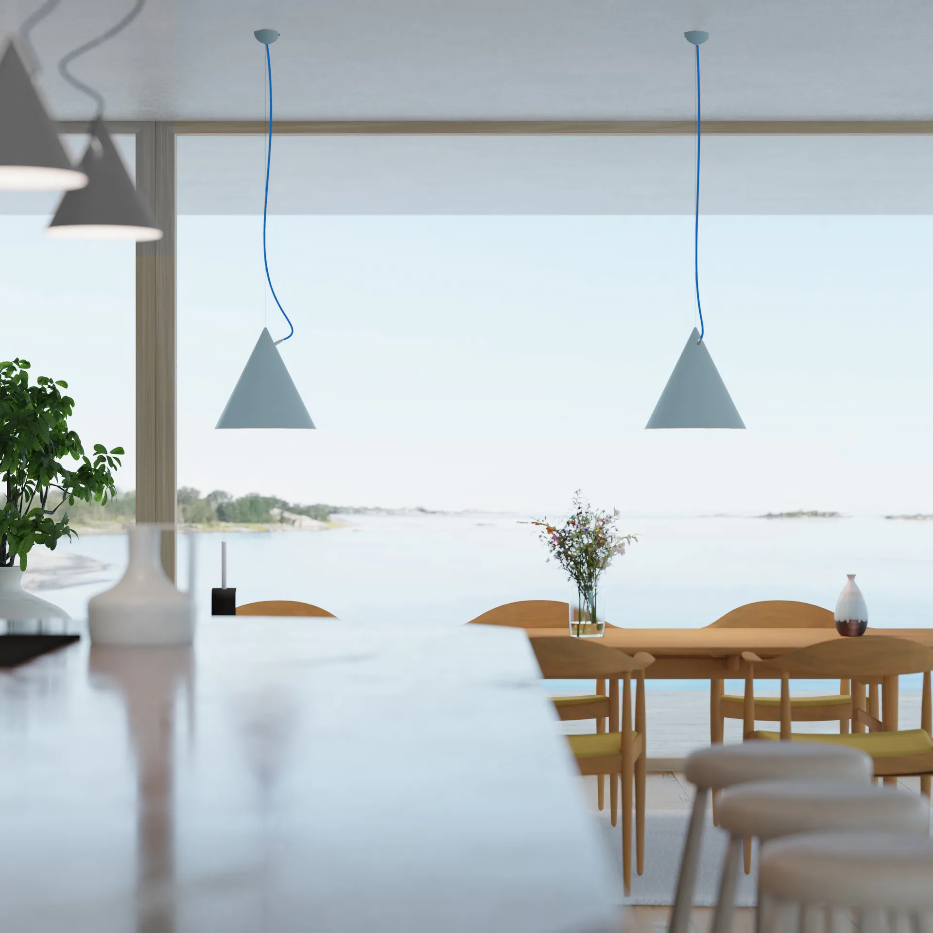 Lampada a sospensione Castor 40 cm, Azzurro pastello-azzurro-argento Noon