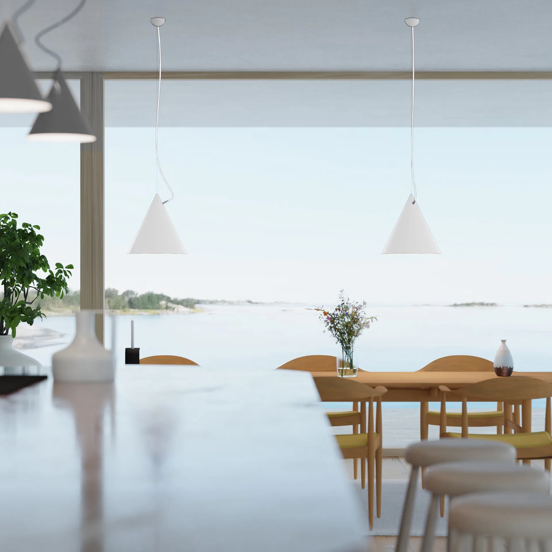 Lampada a sospensione Castor 40 cm, Bianco-bianco-argento Noon