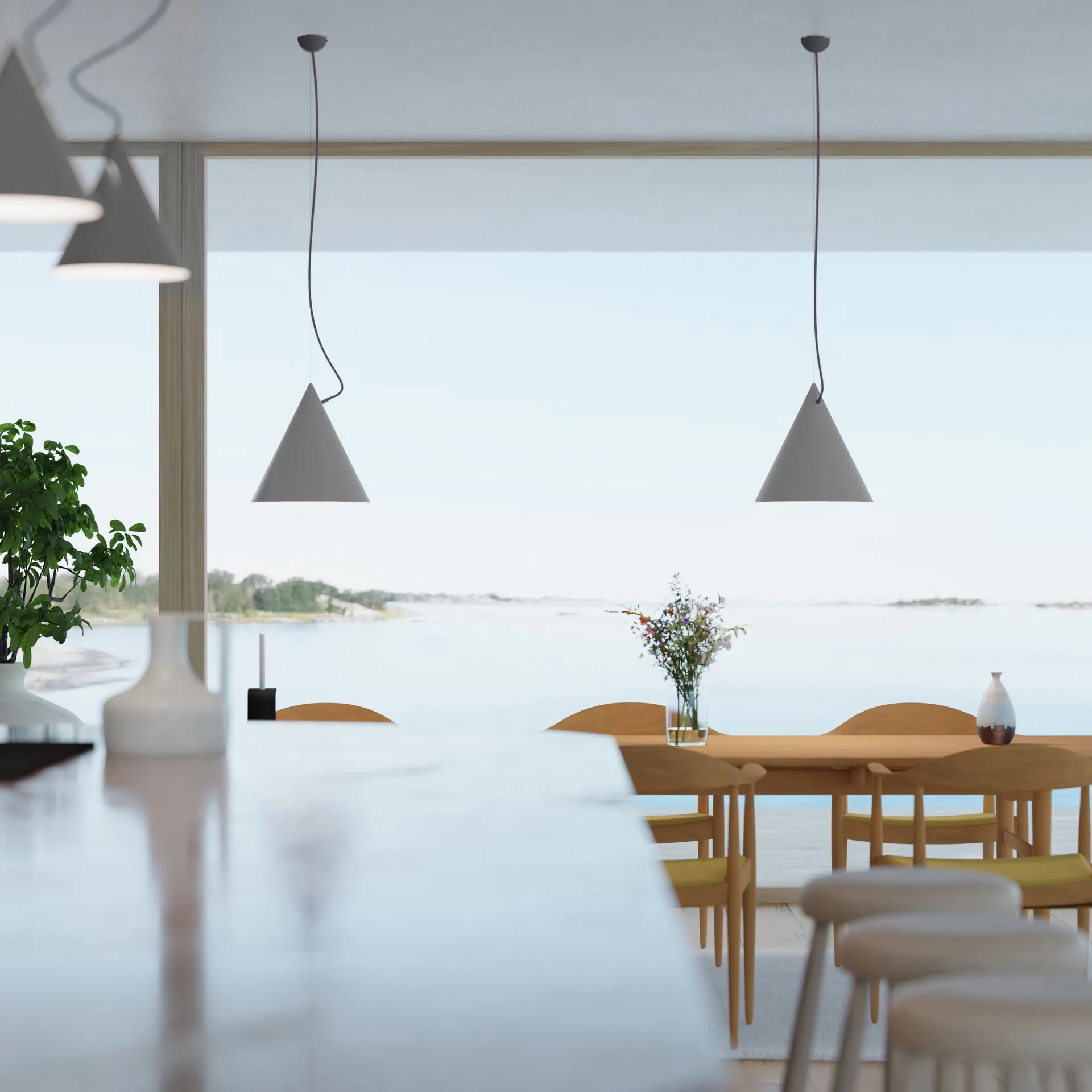 Lampada a sospensione Castor 40 cm, Grigio oliva-grigio scuro-nero Noon