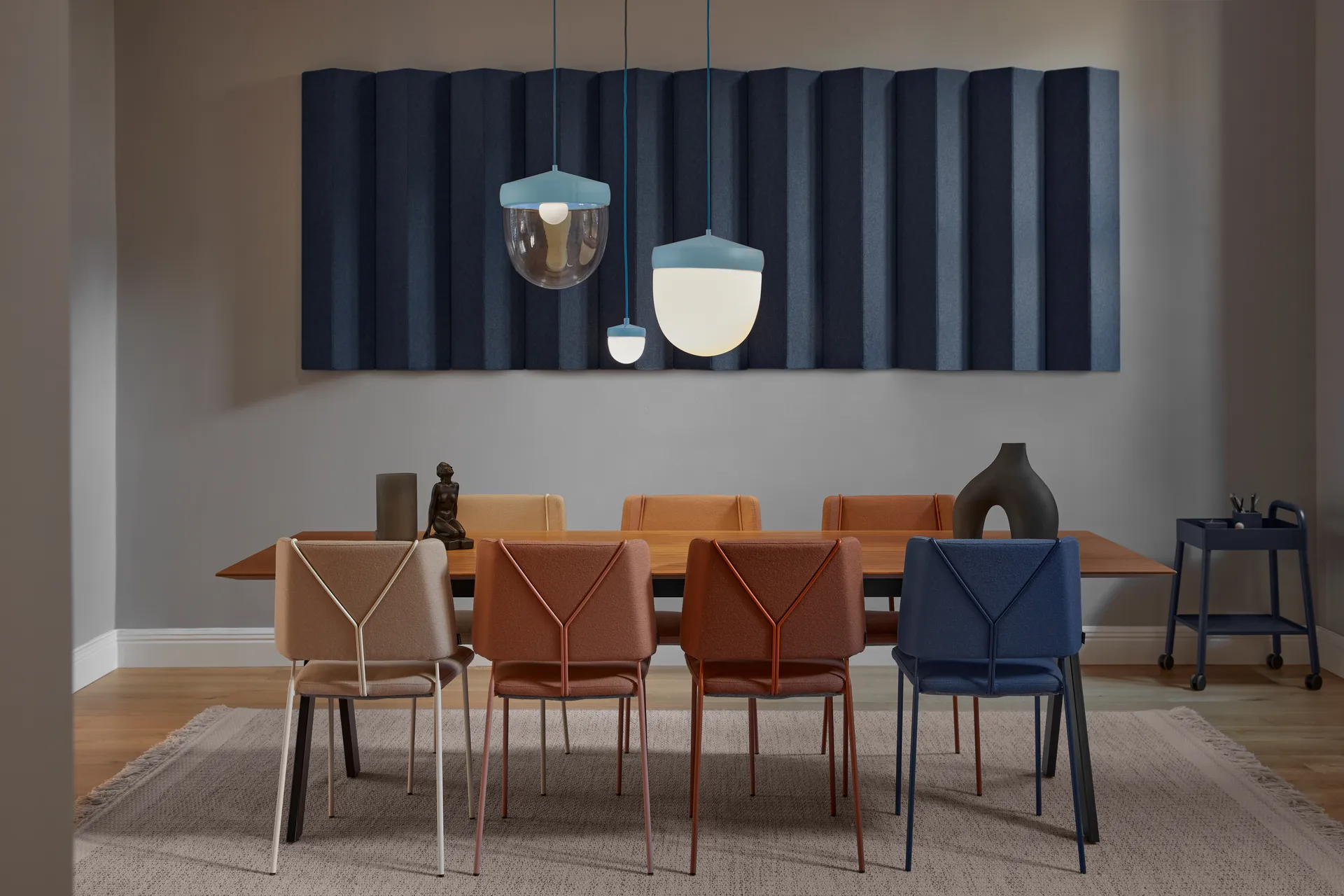 Lampada a sospensione Pan in vetro smerigliato 10 cm, Azzurro pastello-azzurro Noon