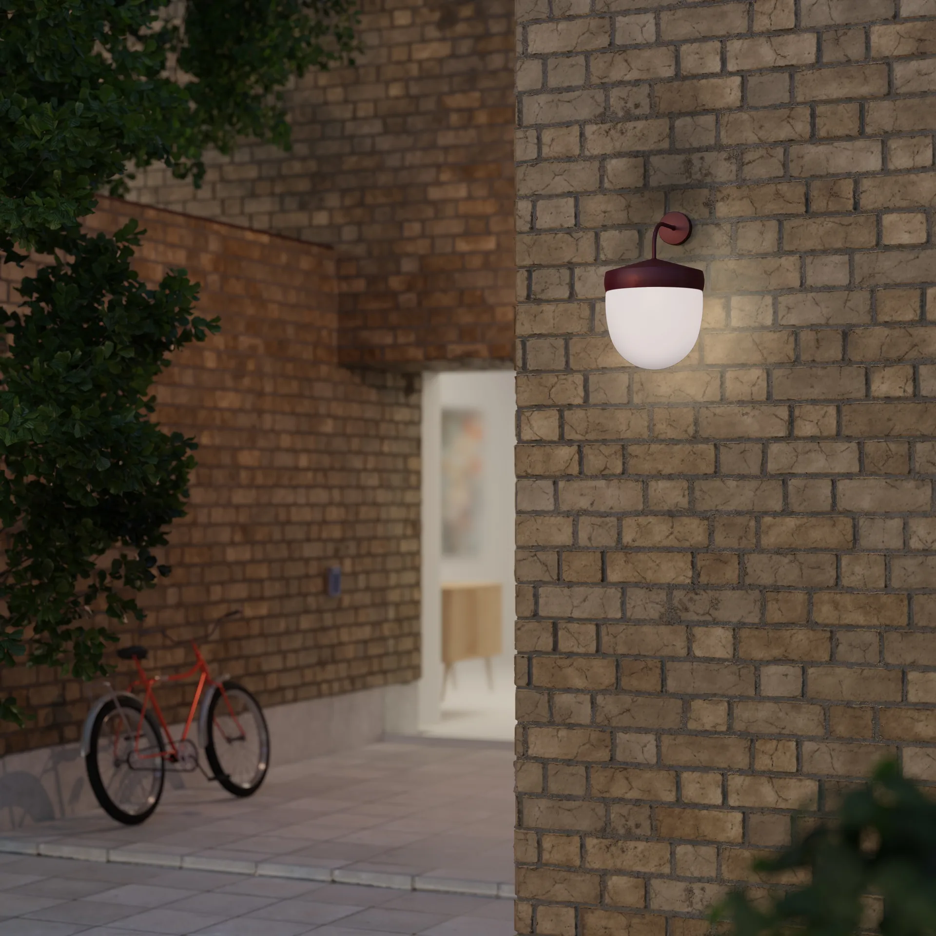 Lampada da parete Pan in vetro smerigliato 30 cm, Bordeaux Noon