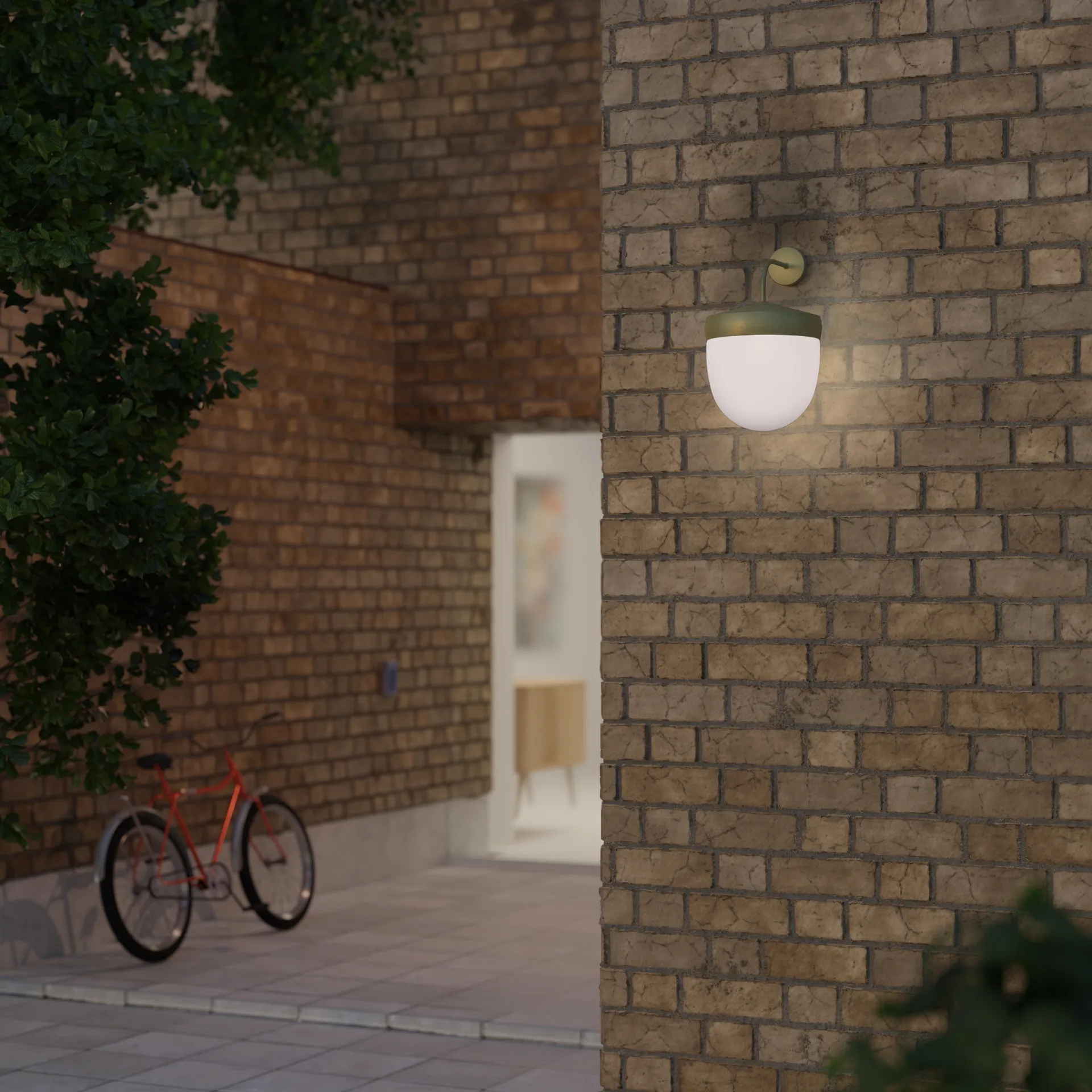 Lampada da parete Pan in vetro smerigliato 30 cm, Grigio oliva Noon