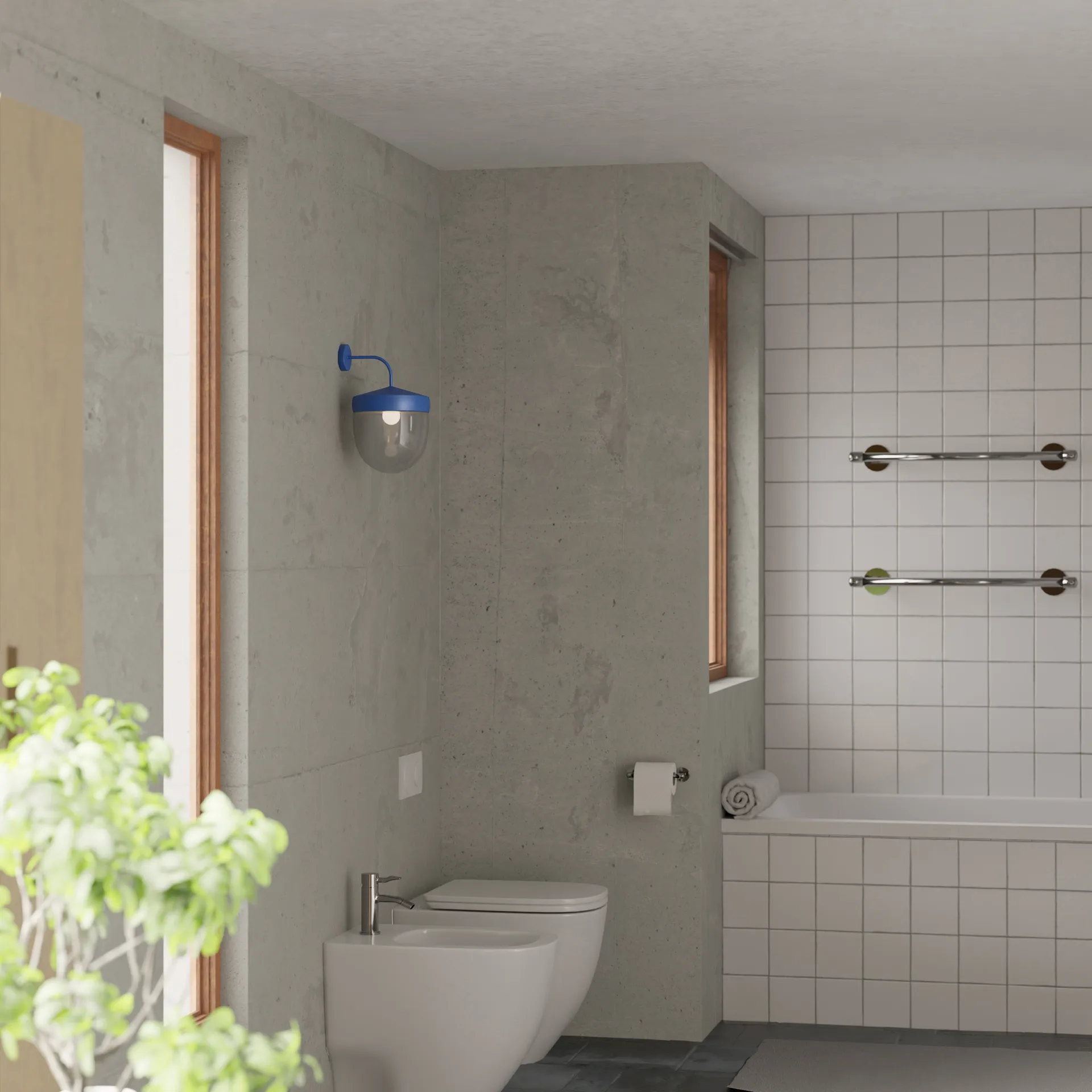 Lampada da parete Pan in vetro trasparente 30 cm, Blu Noon