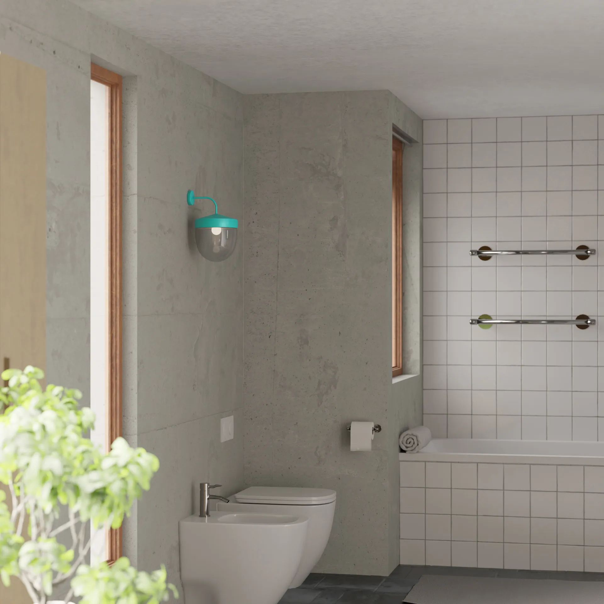 Lampada da parete Pan in vetro trasparente 30 cm, Turchese Noon