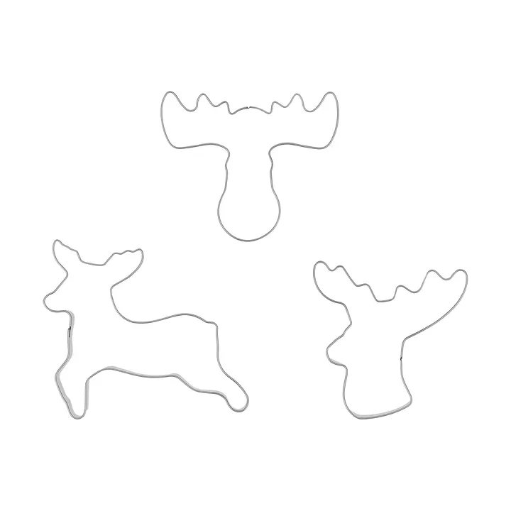 BAKE stampino per biscotti di pan di zenzero - Renna, 3 pezzi - Nordwik