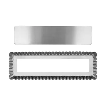 BAKE tortiera per crostata con fondo removibile - Rettangolare, in acciaio inossidabile, 35x11 cm - Nordwik