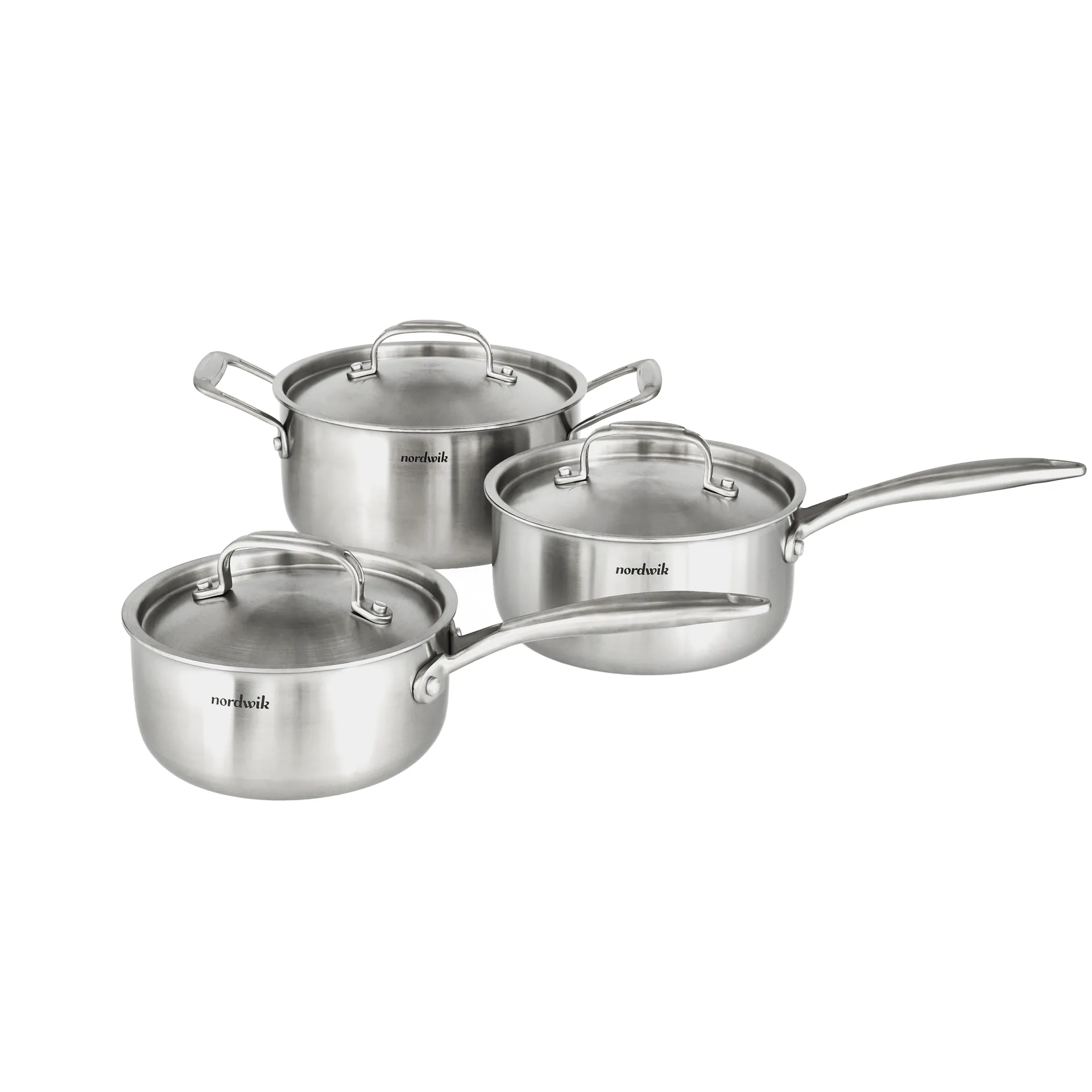 Set di pentole Nordwik 3 strati 3 pezzi, 1,5 l, 2 l, 3 l Nordwik