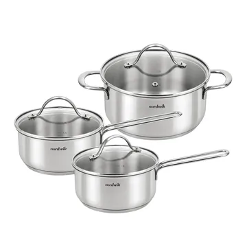 Set di pentole Nordwik con coperchi in vetro - 3 pezzi - Nordwik