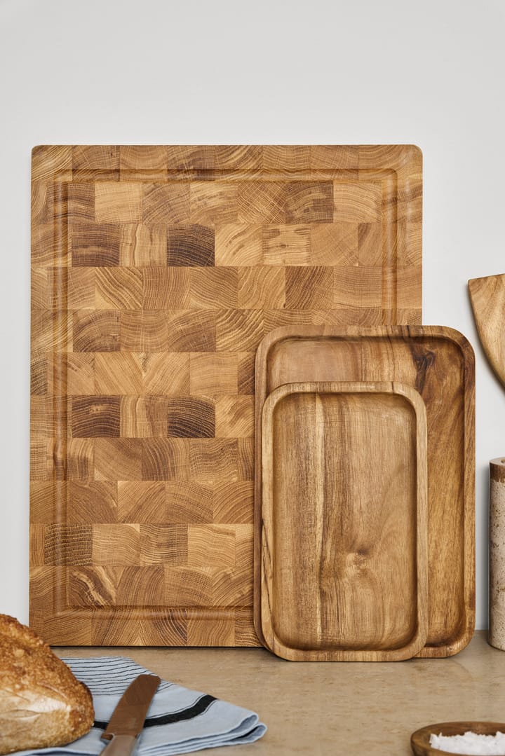 Tagliere Nordwik in legno di testa con scanalatura per liquidi 36x46 cm, Rovere Nordwik
