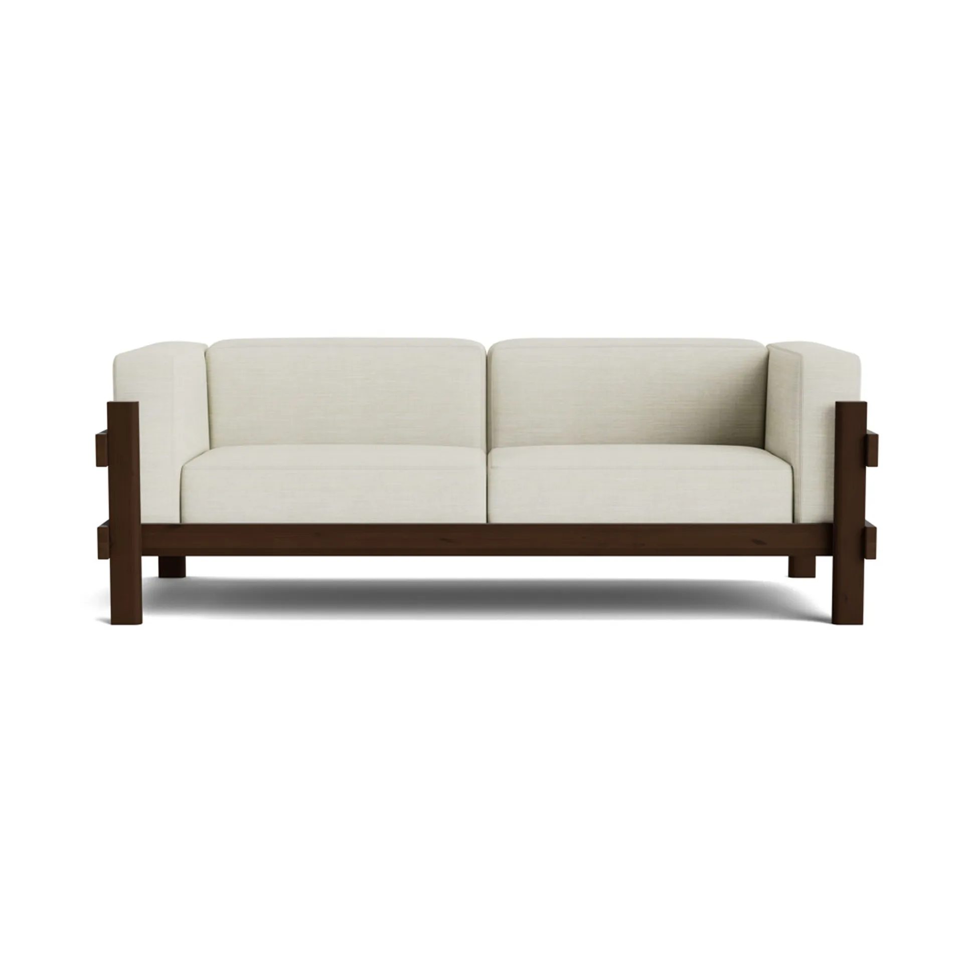 Divano Kube, Pino laccato marrone-tessuto Remix 223 Beige, 220 cm Normann Copenhagen