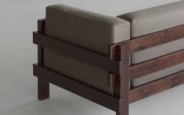 Divano Kube - Pino laccato marrone-tessuto Remix 223 Beige, 220 cm - Normann Copenhagen