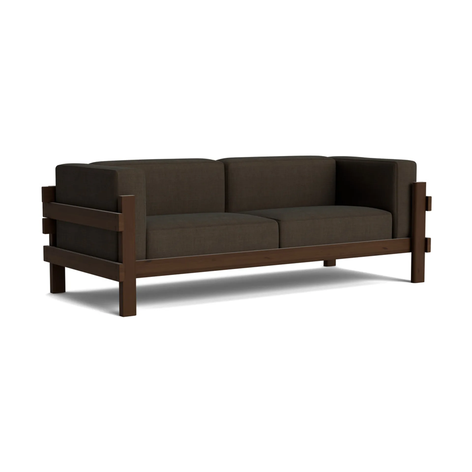 Divano Kube, Pino laccato marrone-tessuto Remix 356 Brown, 220 cm Normann Copenhagen