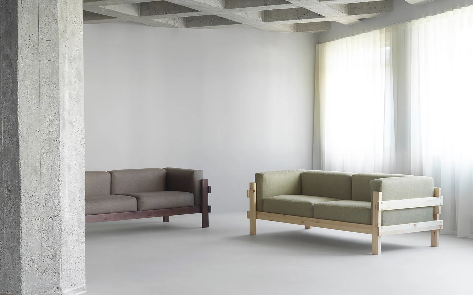 Divano Kube, Pino laccato-tessuto Remix 223 Beige, 220 cm Normann Copenhagen