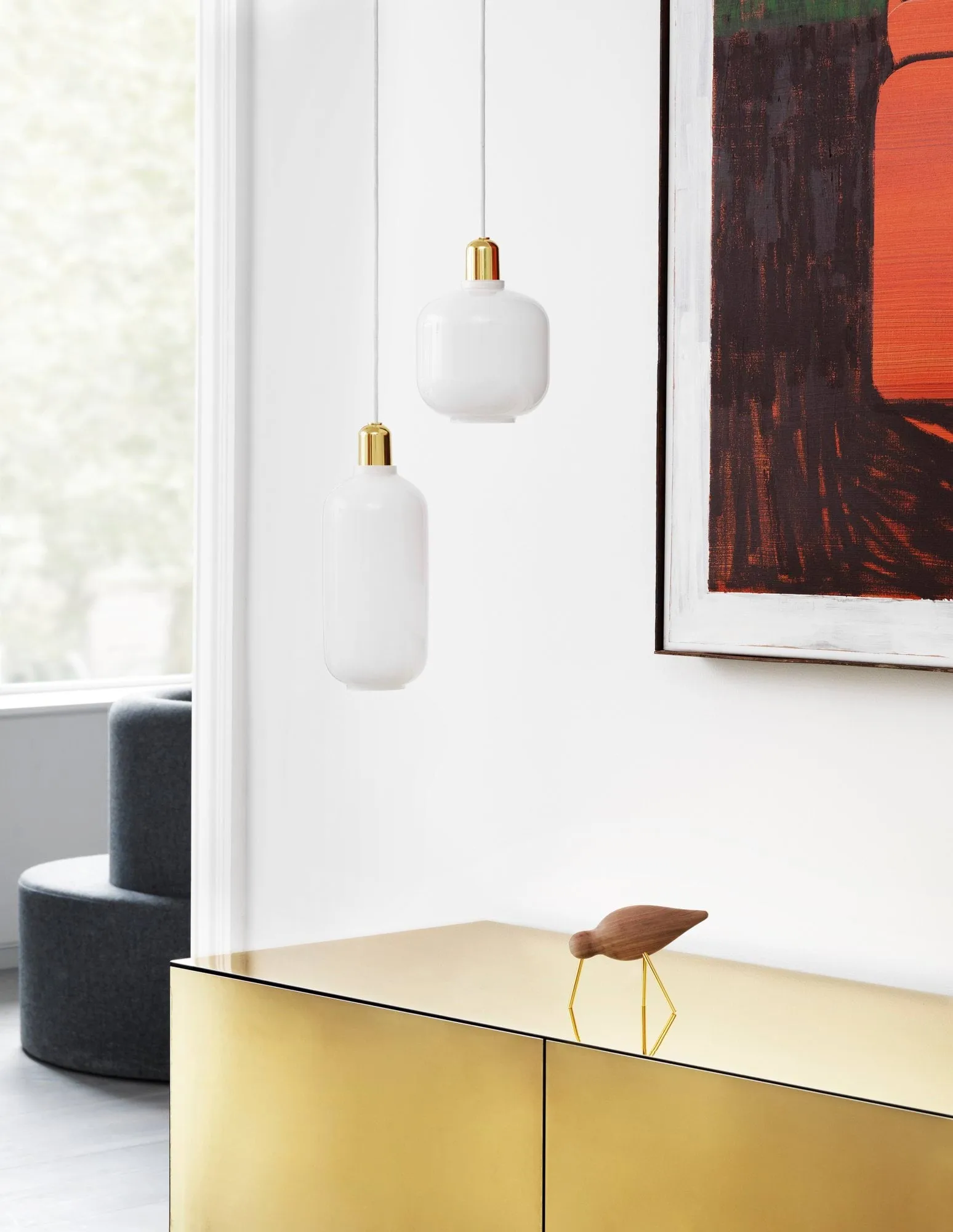 Lampada Amp piccola, bianco - ottone Normann Copenhagen
