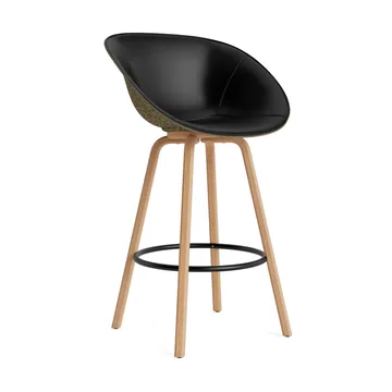 Poltroncina da bar con braccioli rivestita frontalmente 75 cm - Ultra 41599-Alga-faggio-acciaio nero - Normann Copenhagen