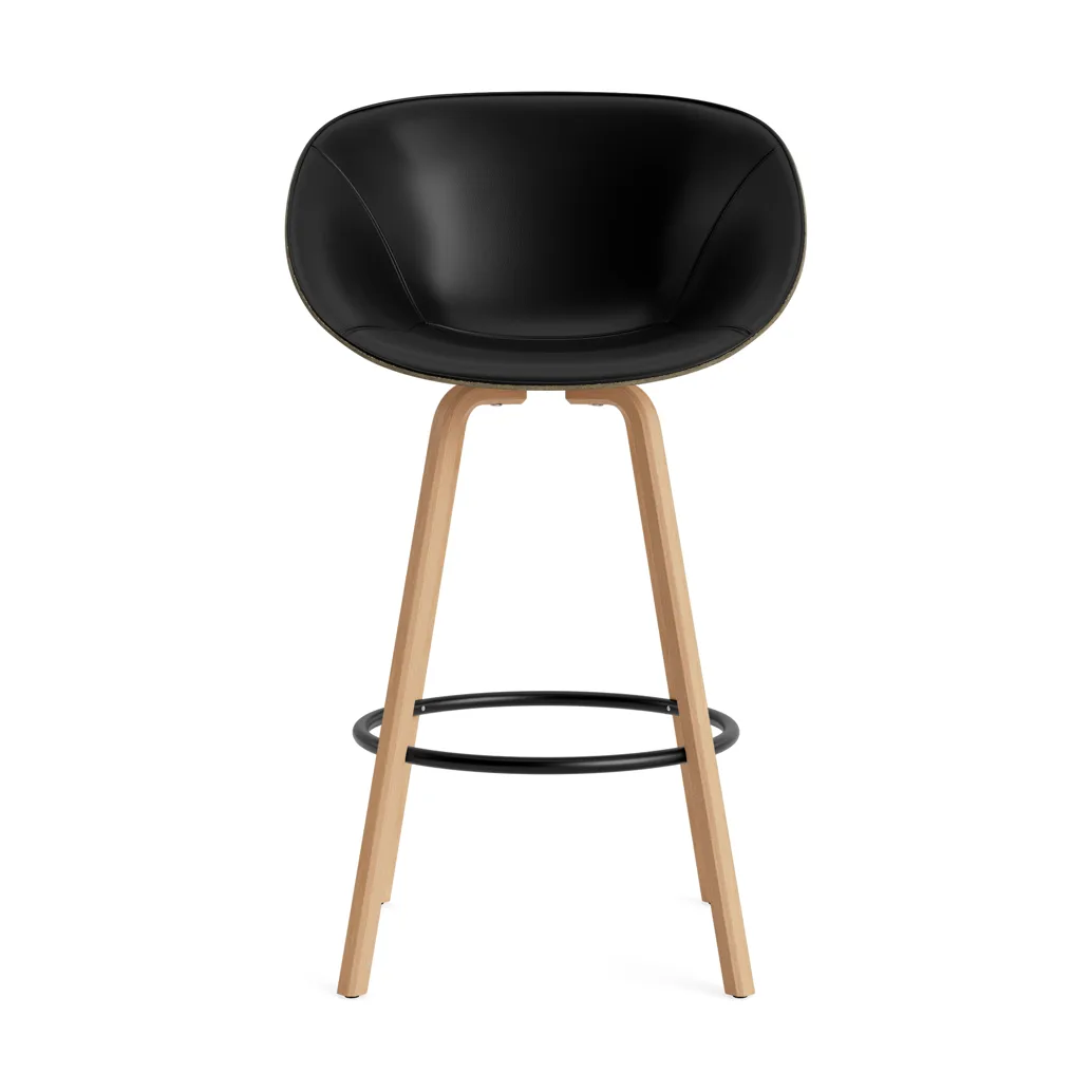 Poltroncina da bar con braccioli rivestita frontalmente 75 cm, Ultra 41599-Alga-faggio-acciaio nero Normann Copenhagen