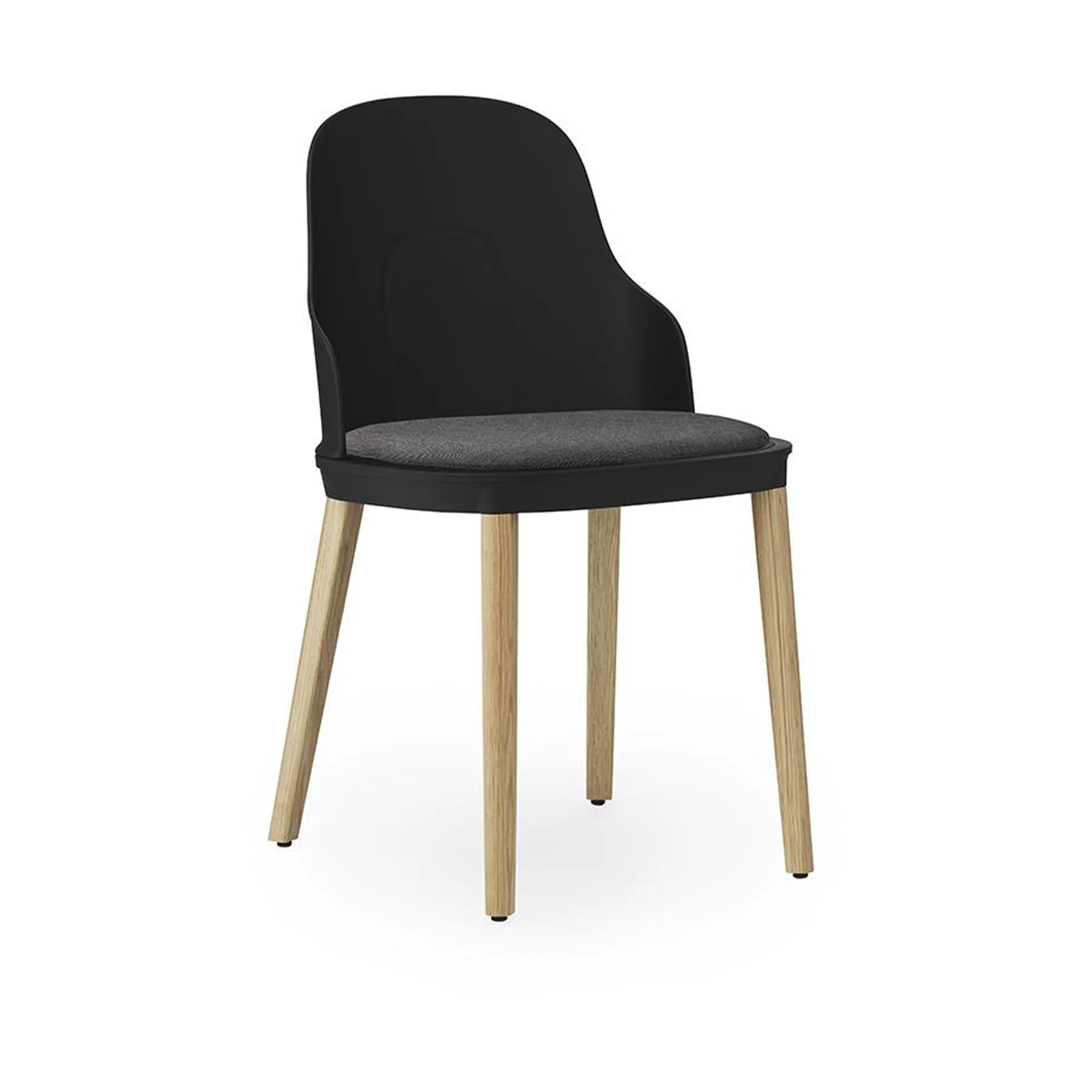 Sedia Allez con cuscino da seduta e gambe in rovere, Black Normann Copenhagen