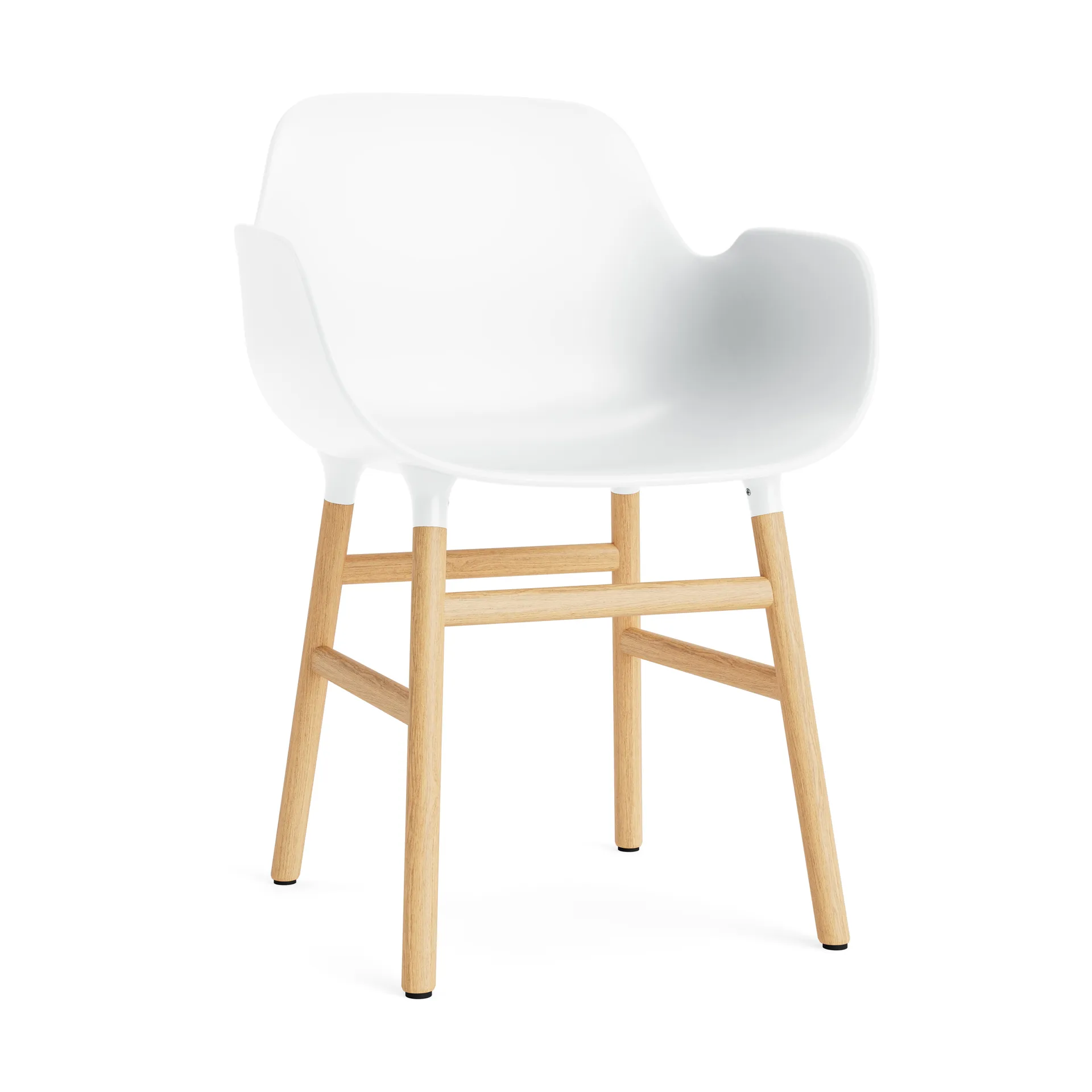 Sedia con braccioli Form, bianco, gambe in rovere Normann Copenhagen