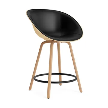 Sedia da bar con braccioli rivestita frontalmente 65 cm - Ultra 41599-Canapa-faggio-acciaio nero - Normann Copenhagen