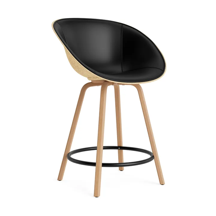 Sedia da bar con braccioli rivestita frontalmente 65 cm - Ultra 41599-Canapa-faggio-acciaio nero - Normann Copenhagen