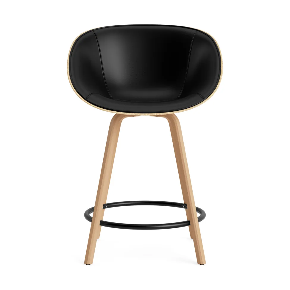 Sedia da bar con braccioli rivestita frontalmente 65 cm, Ultra 41599-Canapa-faggio-acciaio nero Normann Copenhagen