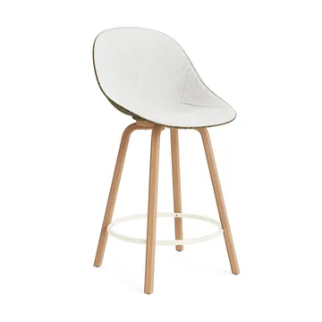 Sedia da bar Mat rivestita frontalmente 65 cm - Hallingdal 110-Alga-faggio-cream steel - Normann Copenhagen