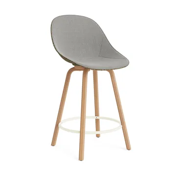 Sedia da bar Mat rivestita frontalmente 65 cm - Remix 133-Alga-faggio-cream steel - Normann Copenhagen