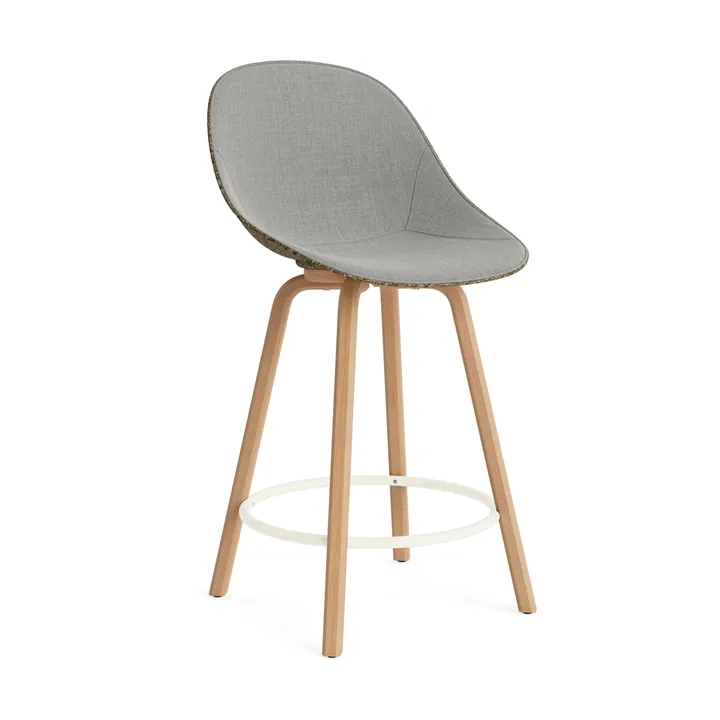 Sedia da bar Mat rivestita frontalmente 65 cm - Remix 133-Alga-faggio-cream steel - Normann Copenhagen