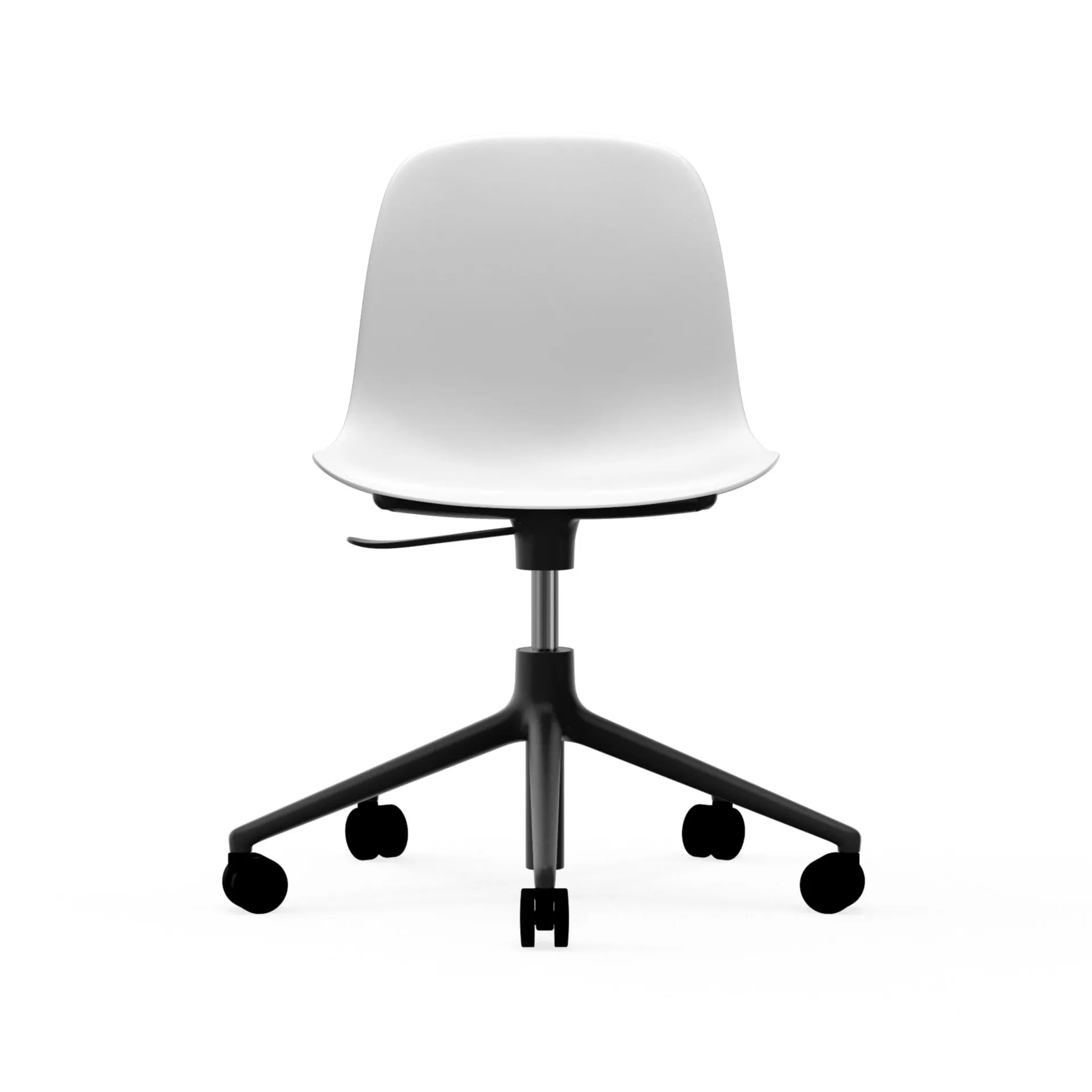 Sedia da ufficio girevole Form 5W, bianco, alluminio nero, ruote Normann Copenhagen