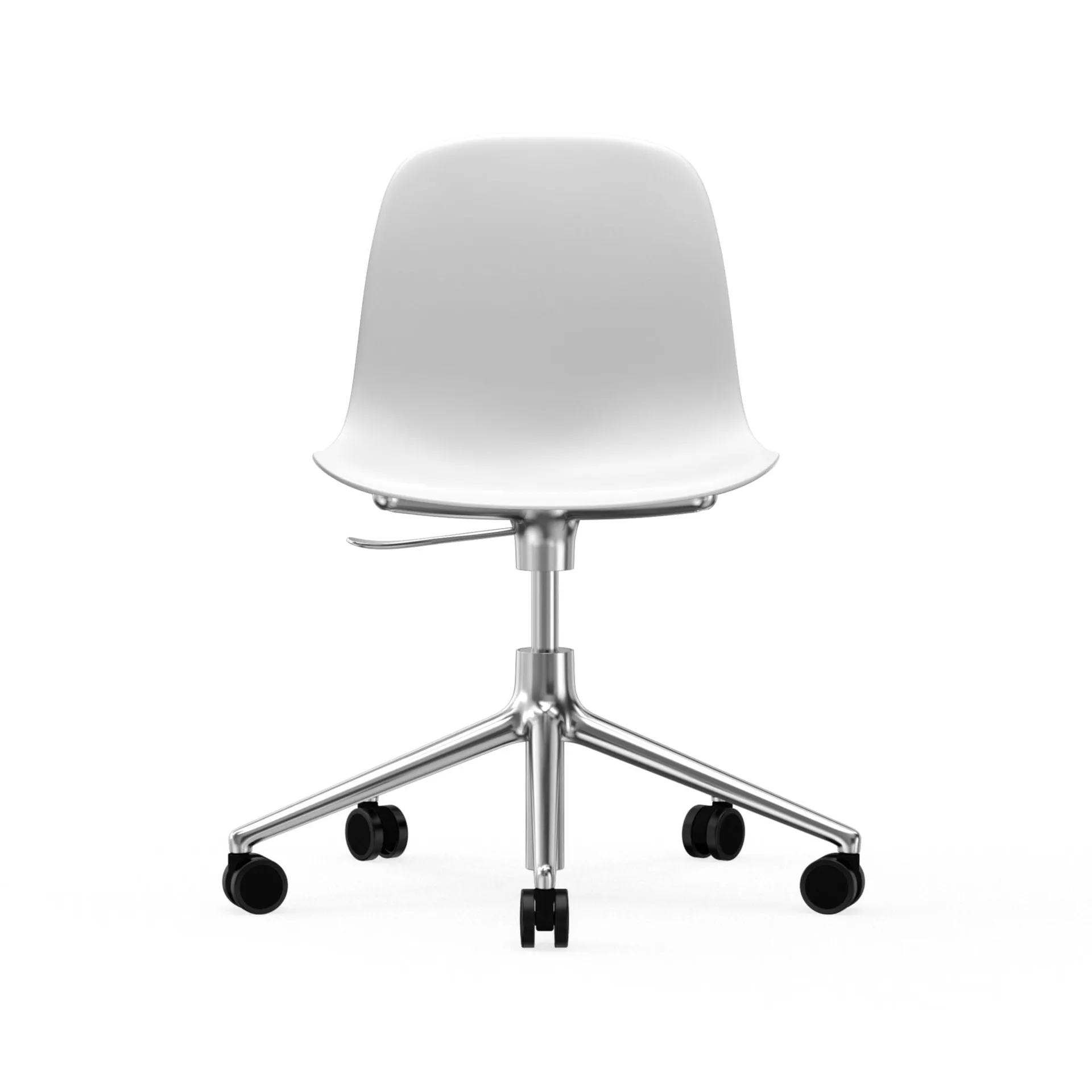 Sedia da ufficio girevole Form 5W, bianco, alluminio, ruote Normann Copenhagen