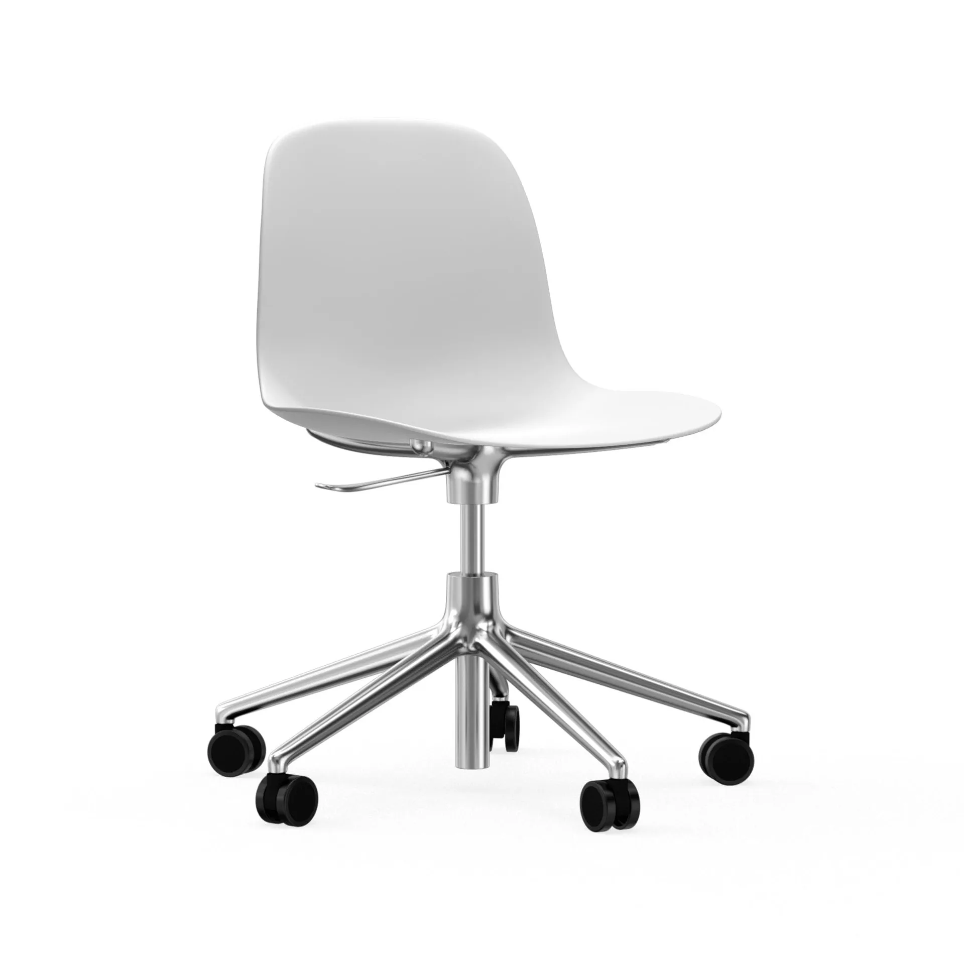 Sedia da ufficio girevole Form 5W, bianco, alluminio, ruote Normann Copenhagen