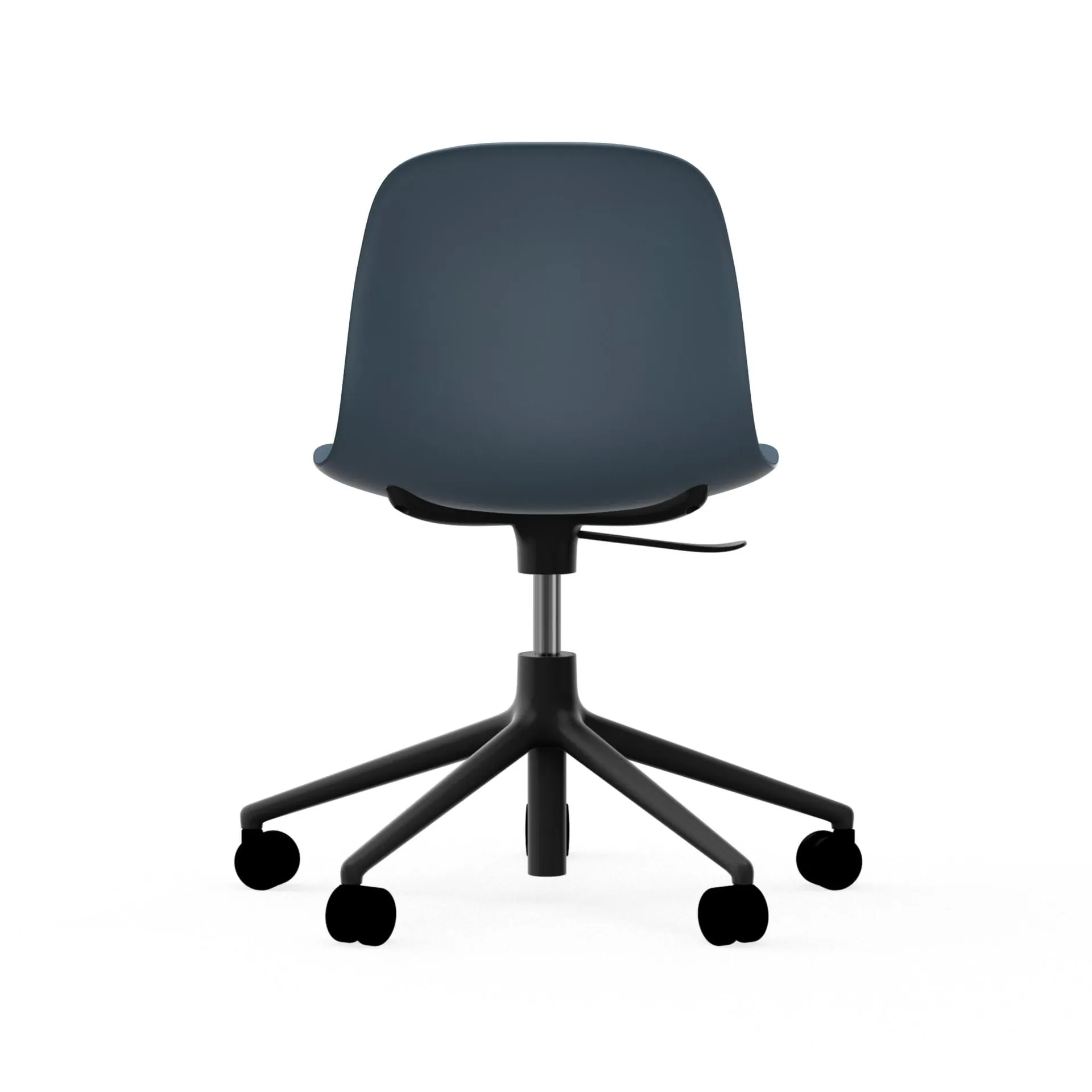 Sedia da ufficio girevole Form 5W, blu, alluminio nero, ruote Normann Copenhagen