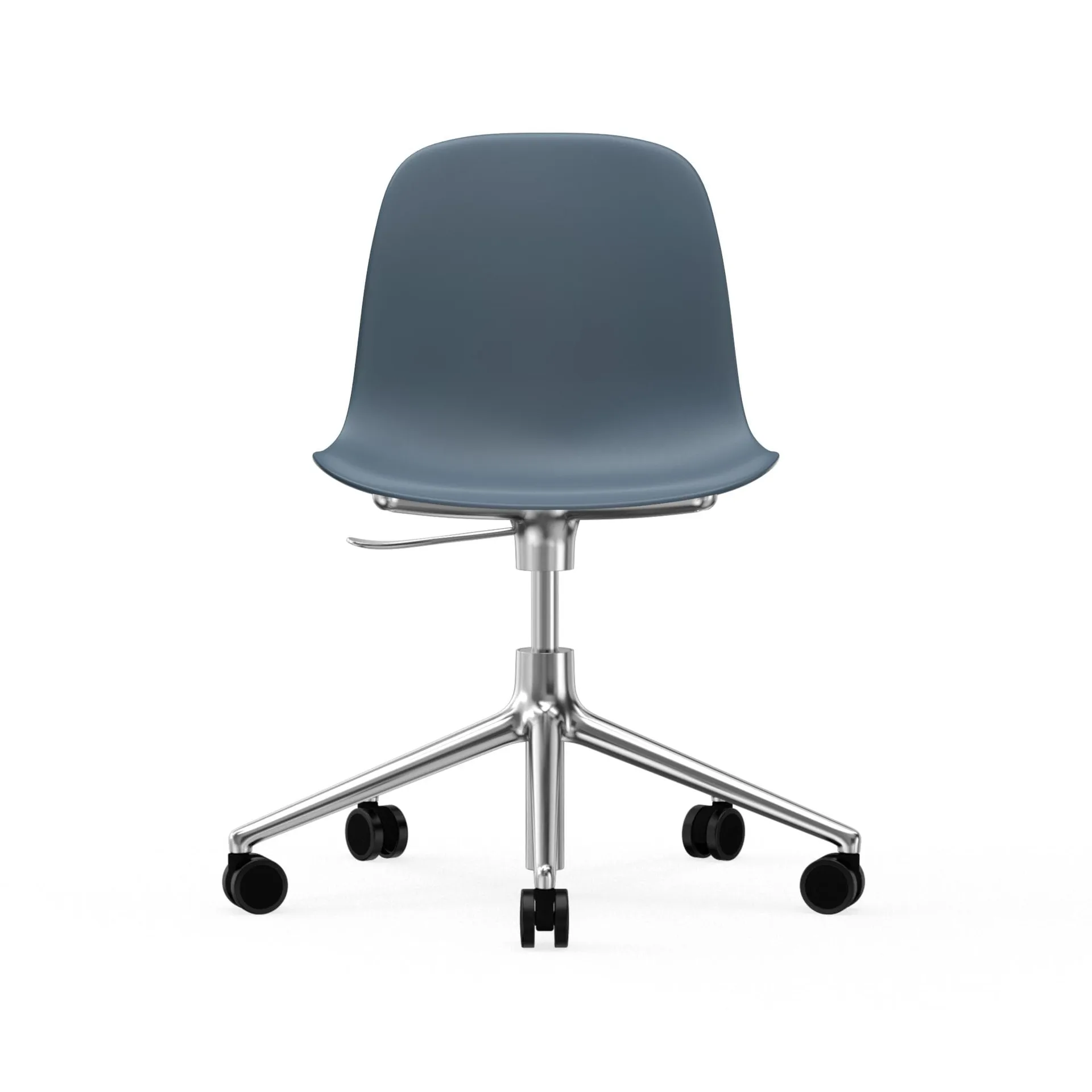 Sedia da ufficio girevole Form 5W, blu, alluminio, ruote Normann Copenhagen