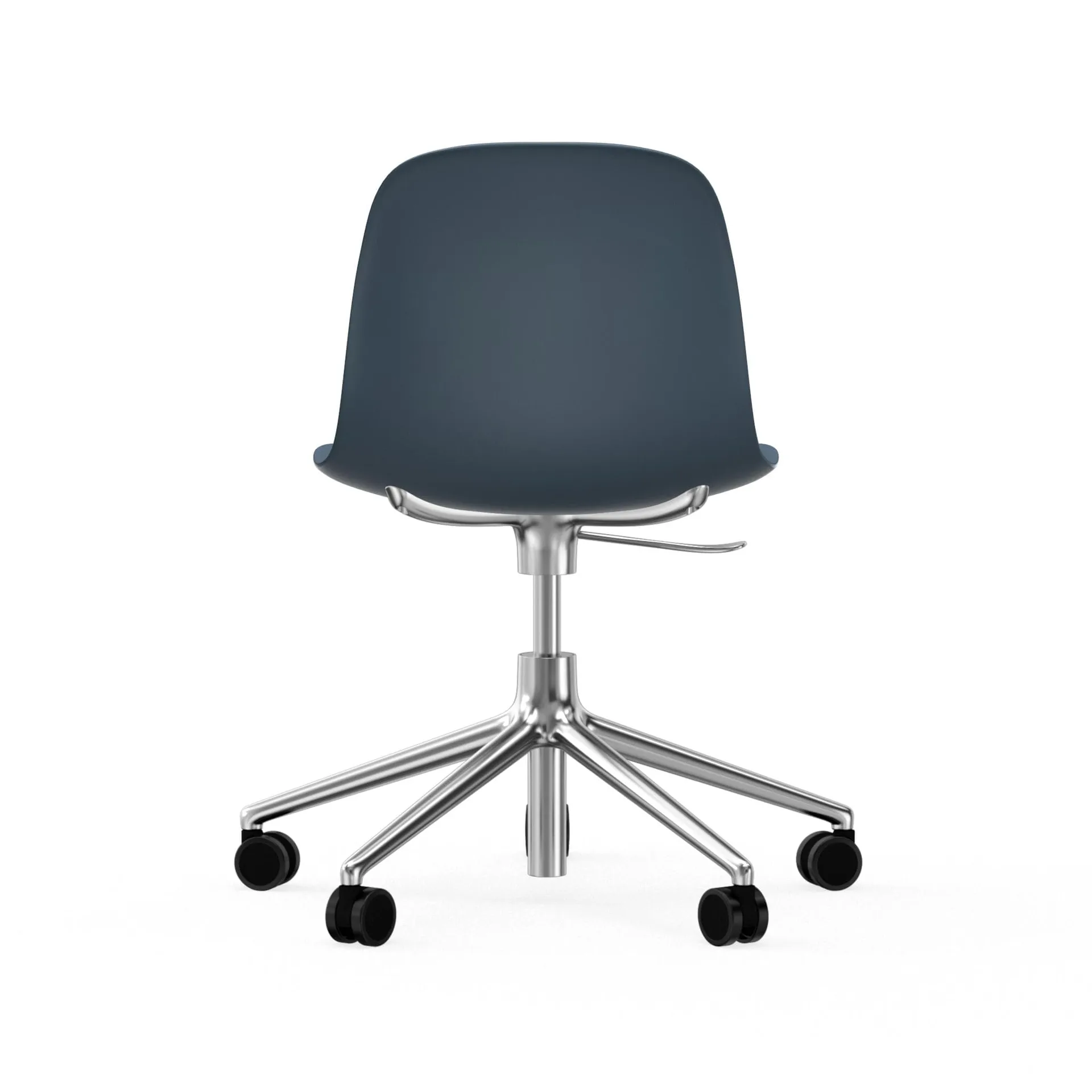 Sedia da ufficio girevole Form 5W, blu, alluminio, ruote Normann Copenhagen