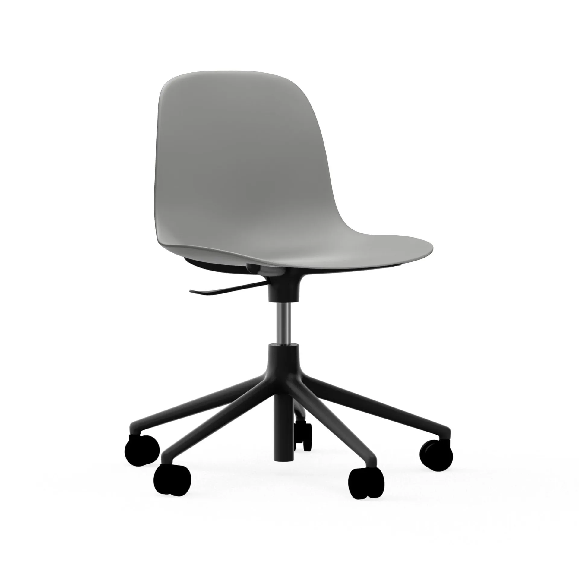 Sedia da ufficio girevole Form 5W, Grigio, alluminio nero, ruote Normann Copenhagen