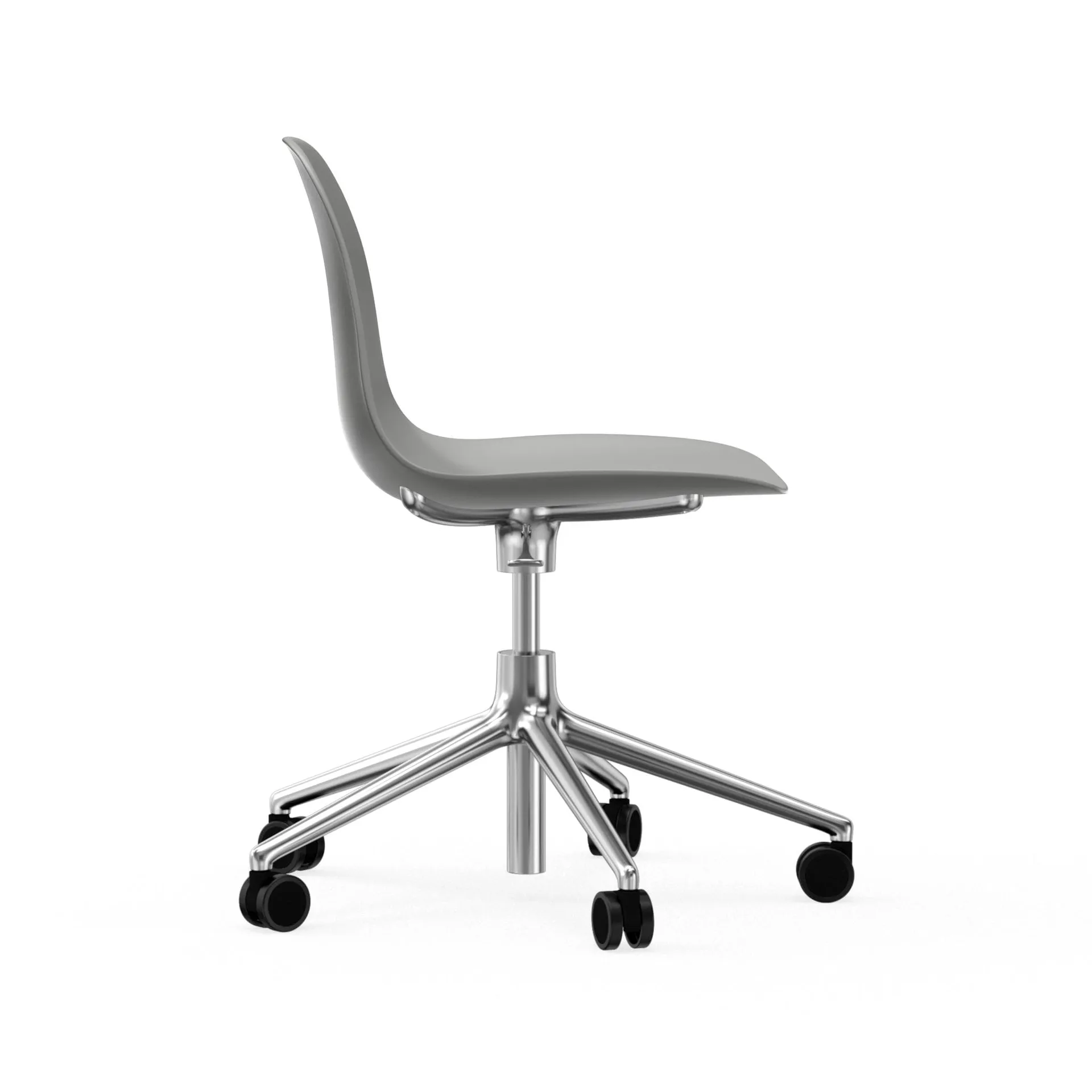 Sedia da ufficio girevole Form 5W, grigio, alluminio, ruote Normann Copenhagen