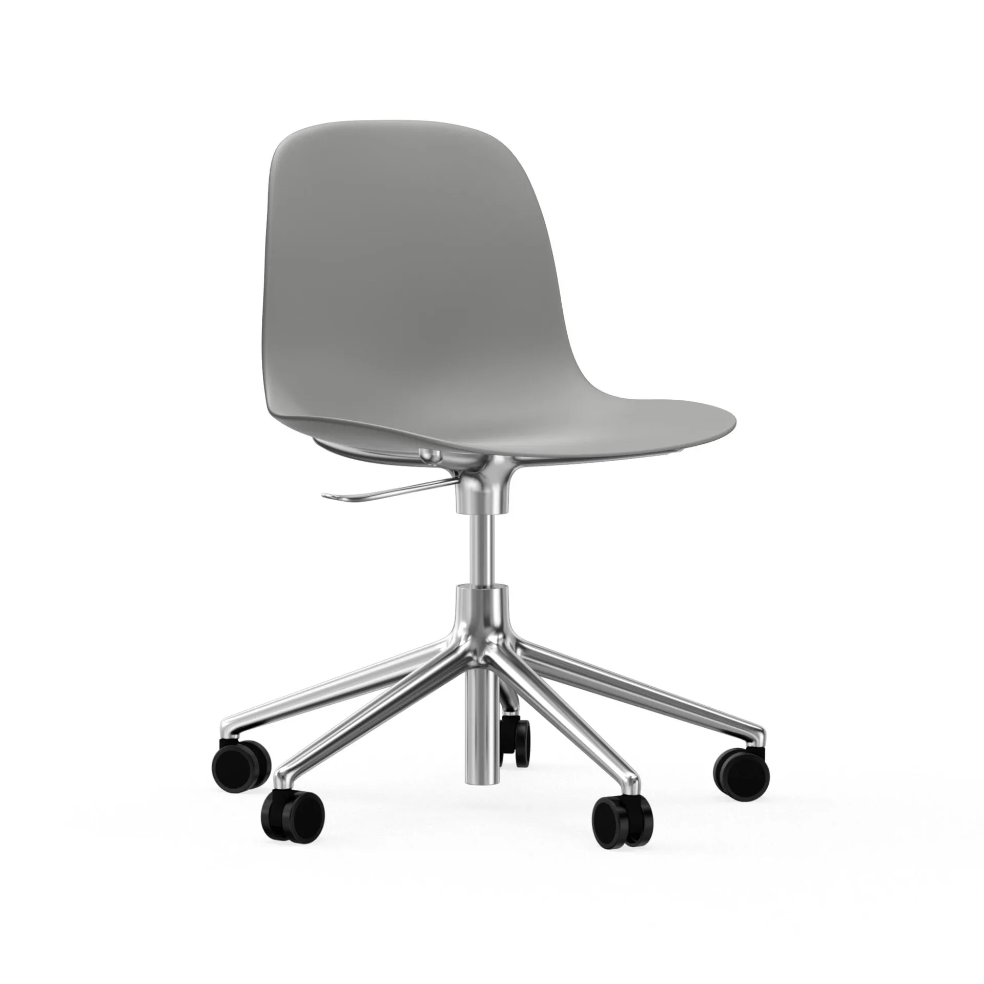 Sedia da ufficio girevole Form 5W, grigio, alluminio, ruote Normann Copenhagen