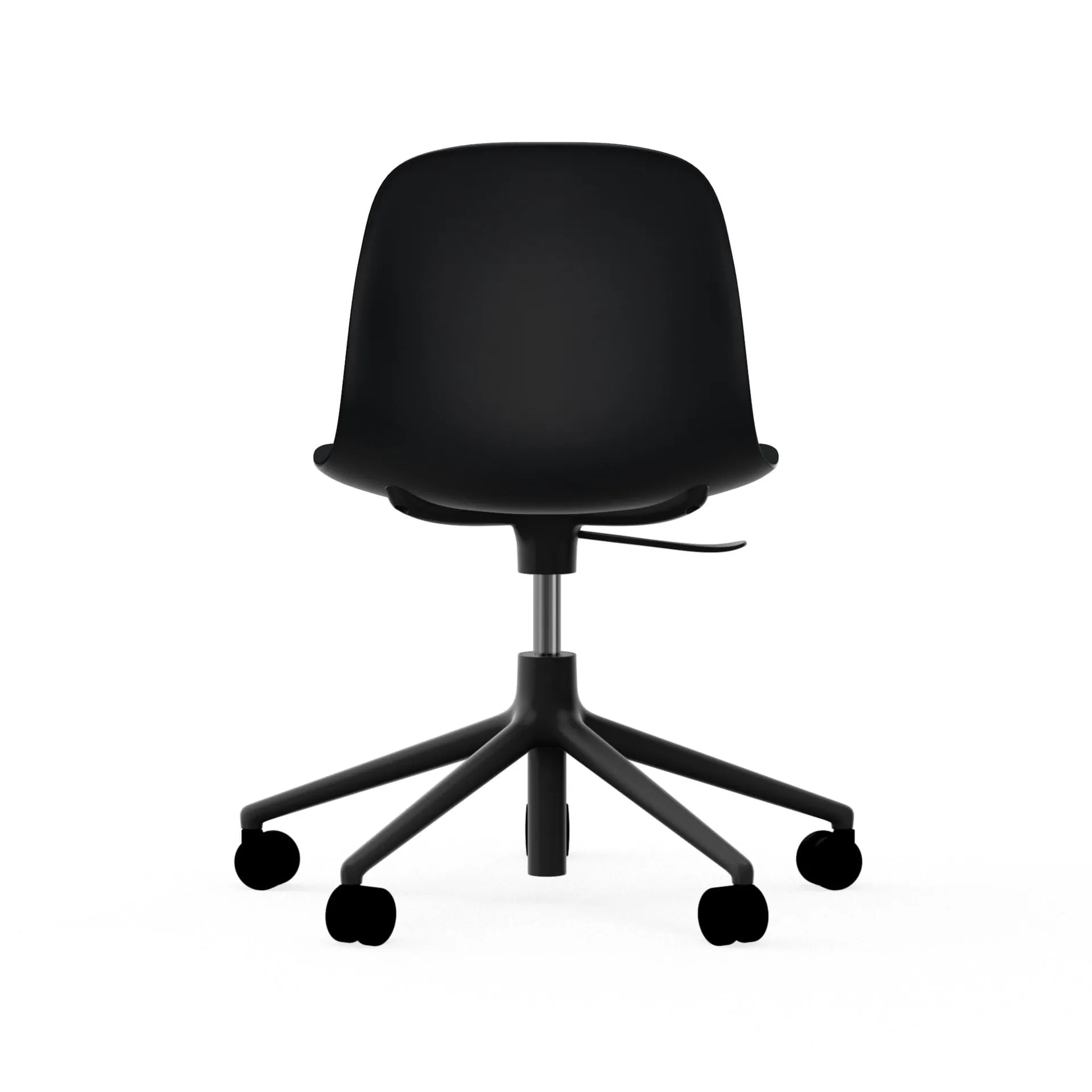 Sedia da ufficio girevole Form 5W, nero, alluminio nero, ruote Normann Copenhagen