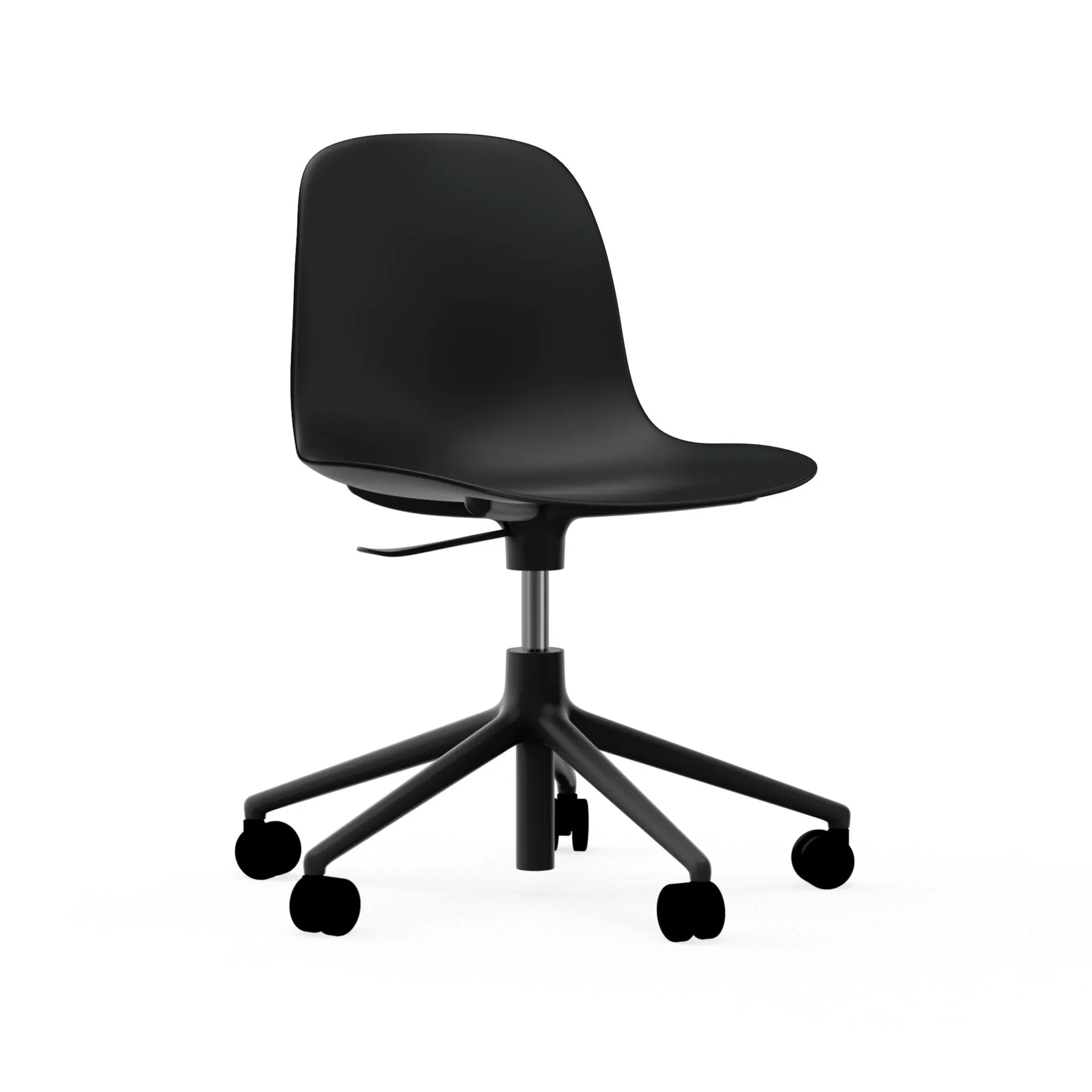 Sedia da ufficio girevole Form 5W, nero, alluminio nero, ruote Normann Copenhagen