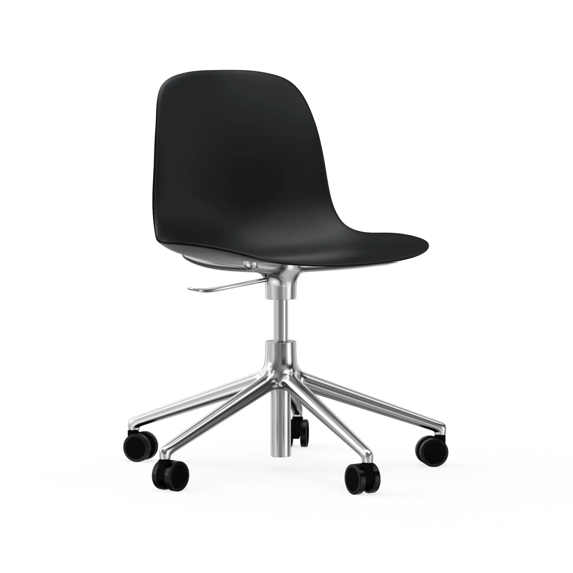 Sedia da ufficio girevole Form 5W, nero, alluminio, ruote Normann Copenhagen
