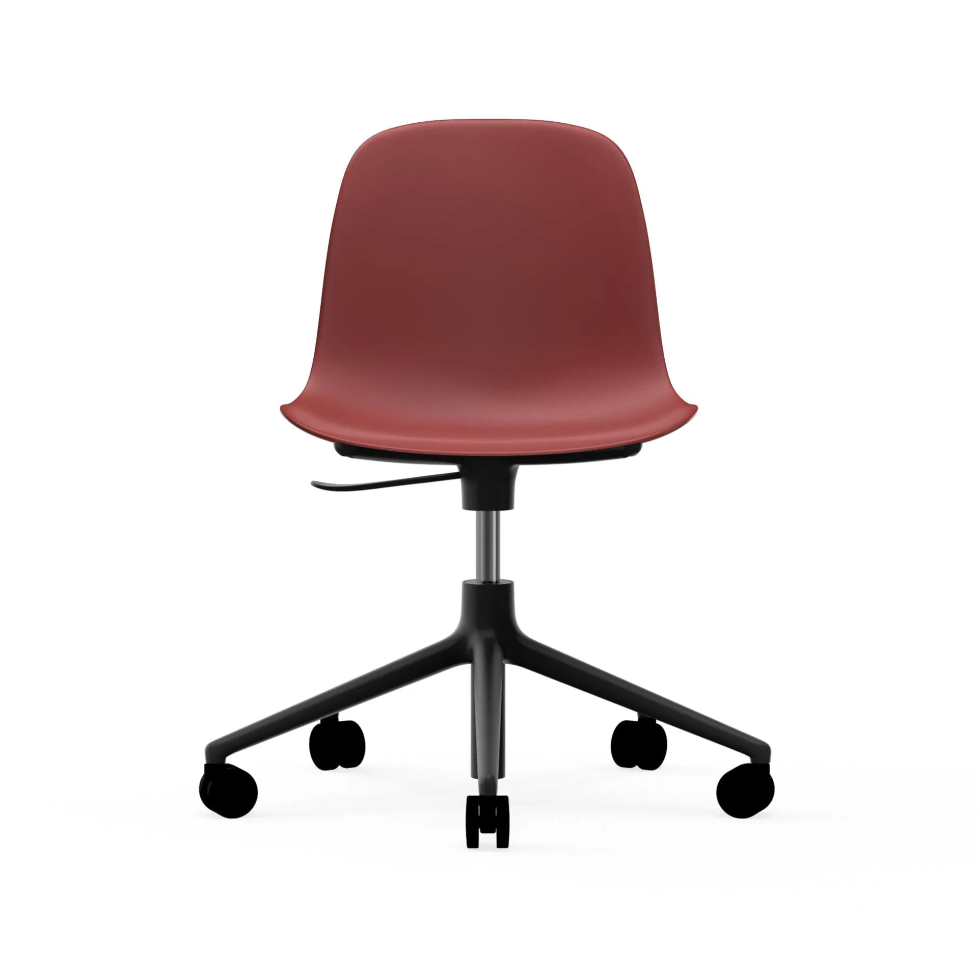 Sedia da ufficio girevole Form 5W, rosso, alluminio nero, ruote Normann Copenhagen