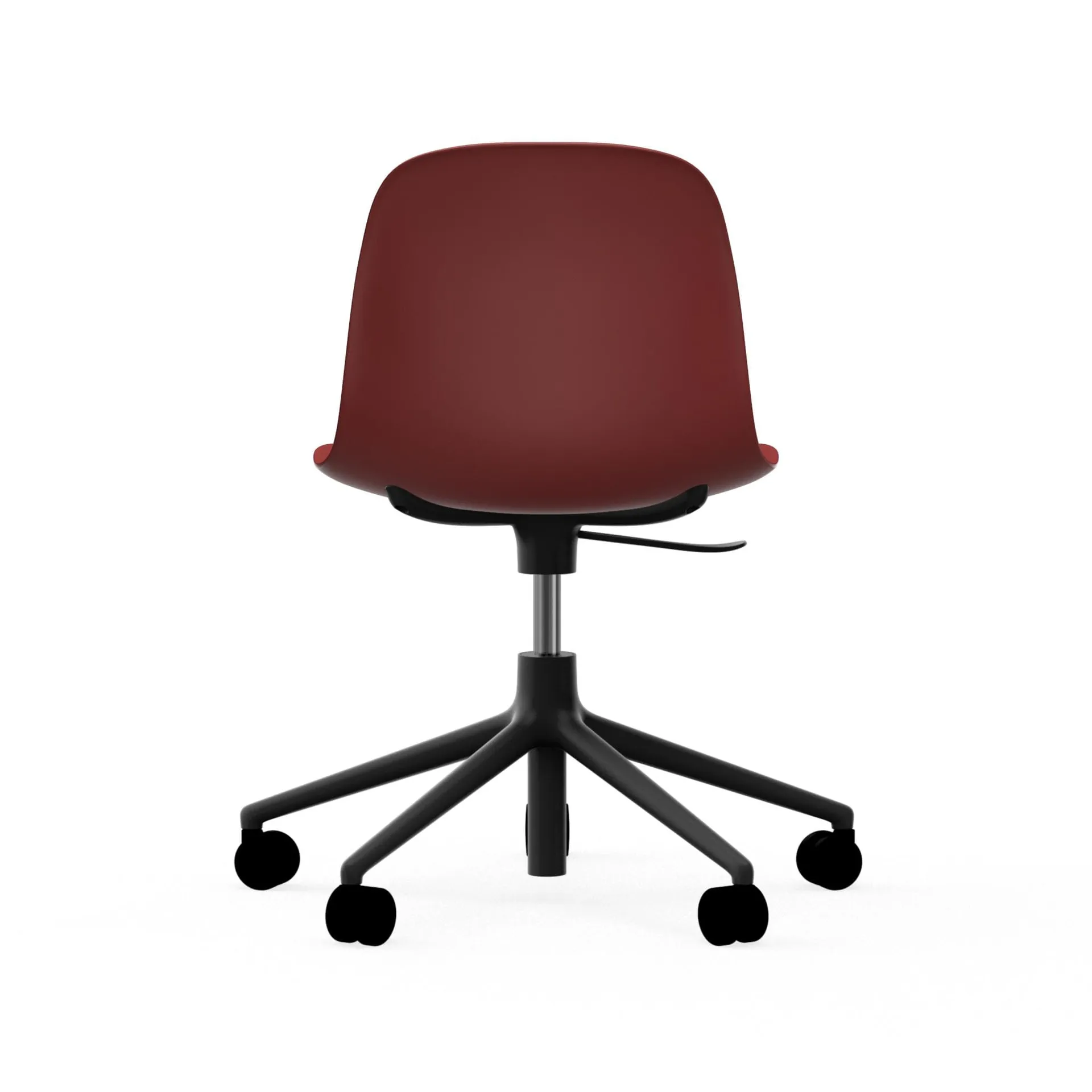 Sedia da ufficio girevole Form 5W, rosso, alluminio nero, ruote Normann Copenhagen