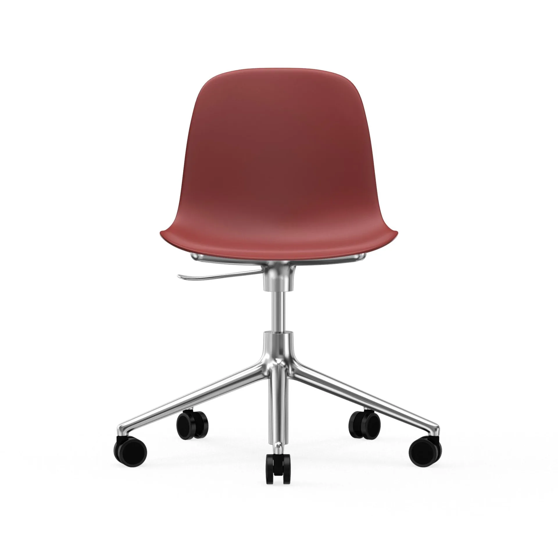 Sedia da ufficio girevole Form 5W, rosso, alluminio, ruote Normann Copenhagen